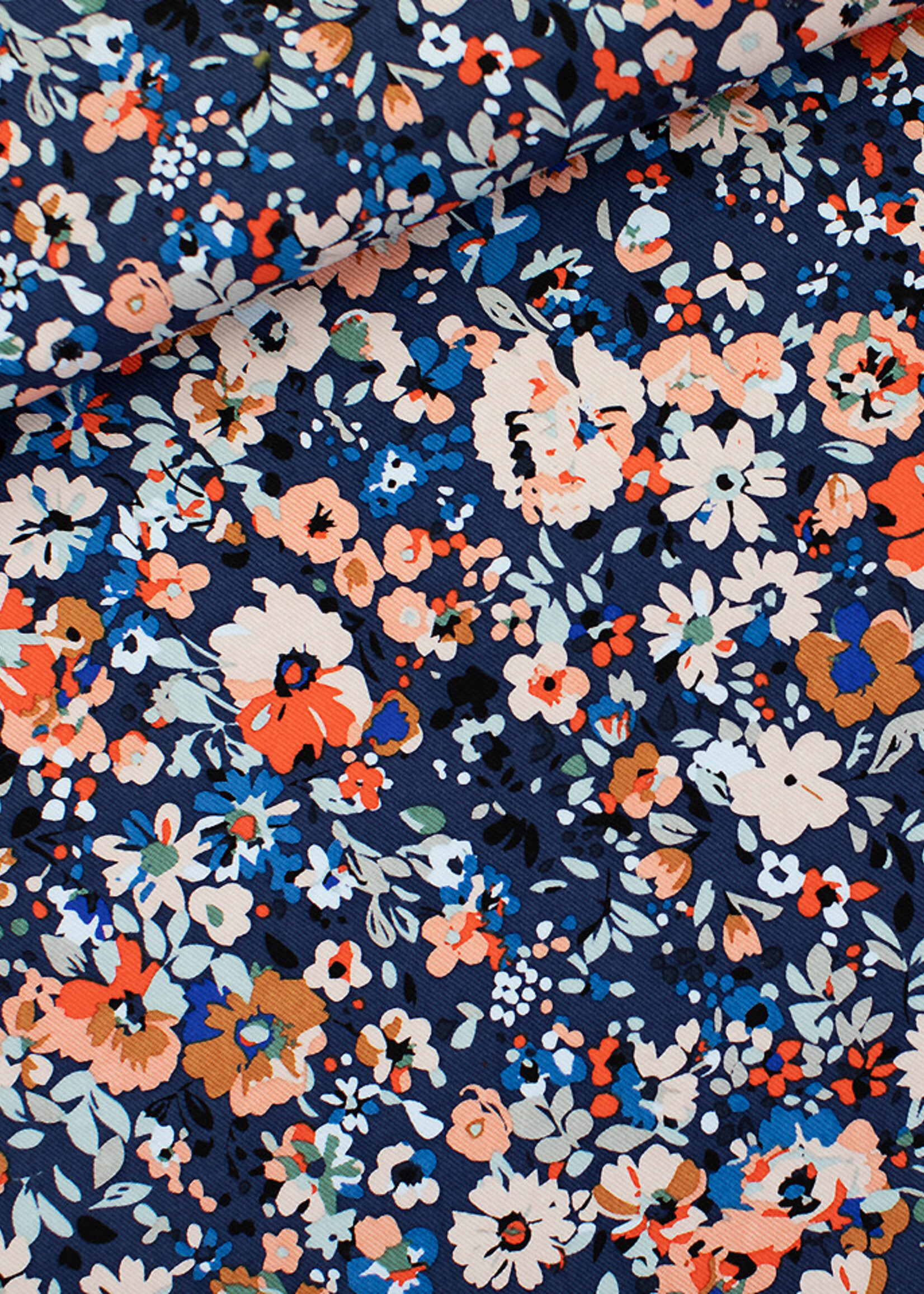 See You at Six ° Stof Katoen Canvas Gabardine Twill - See You at Six - Flower Joy - Oceana Blauw