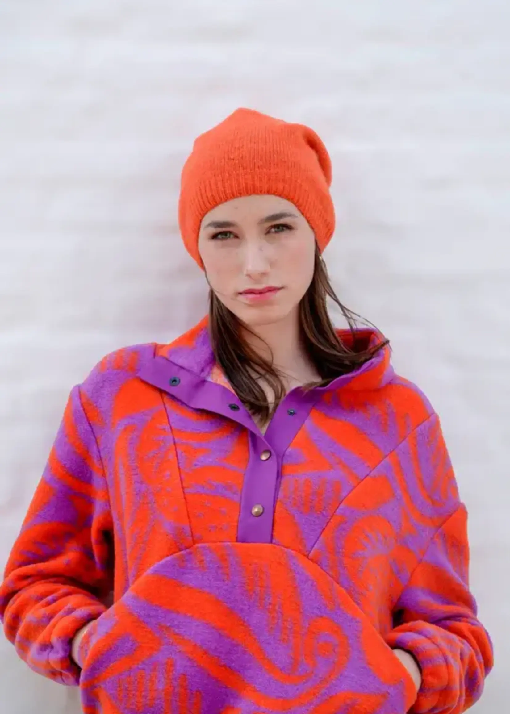 Atelier Jupe ° Stof Wol Blend - Atelier Jupe - Flowers Purple & Orange