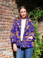 Atelier Jupe ° Stof Wol Blend - Atelier Jupe - Flowers Blue & Brown