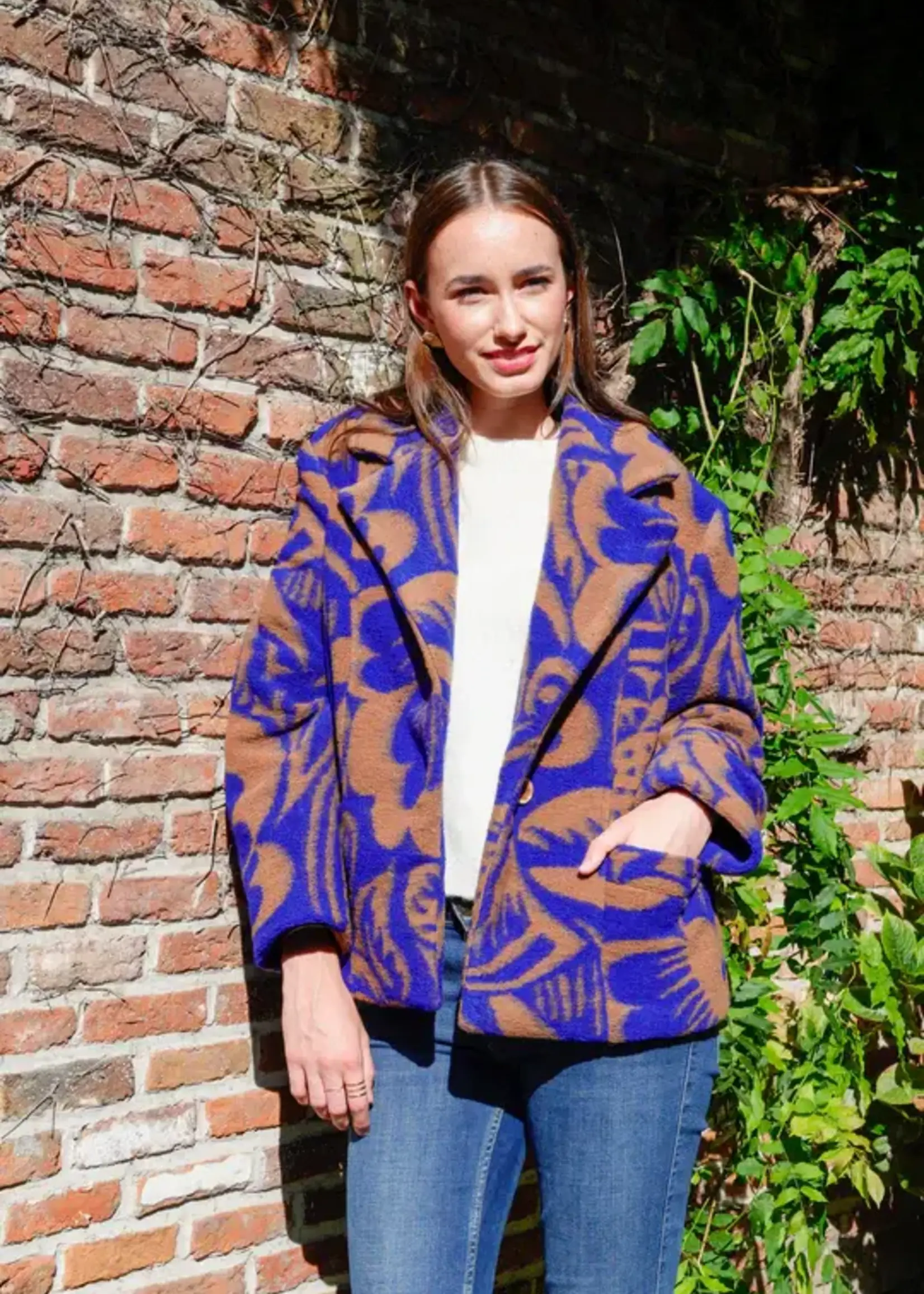 Atelier Jupe ° Stof Wol Blend - Atelier Jupe - Flowers Blue & Brown