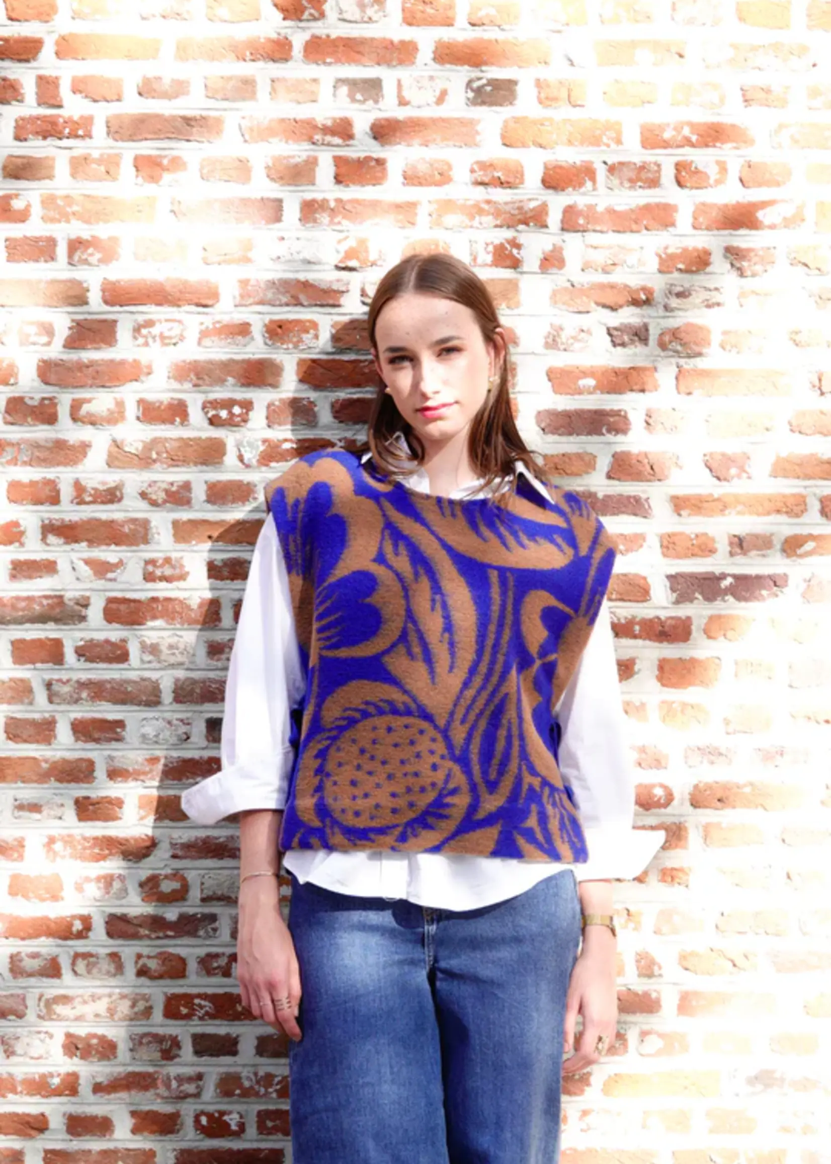 Atelier Jupe ° Stof Wol Blend - Atelier Jupe - Flowers Blue & Brown