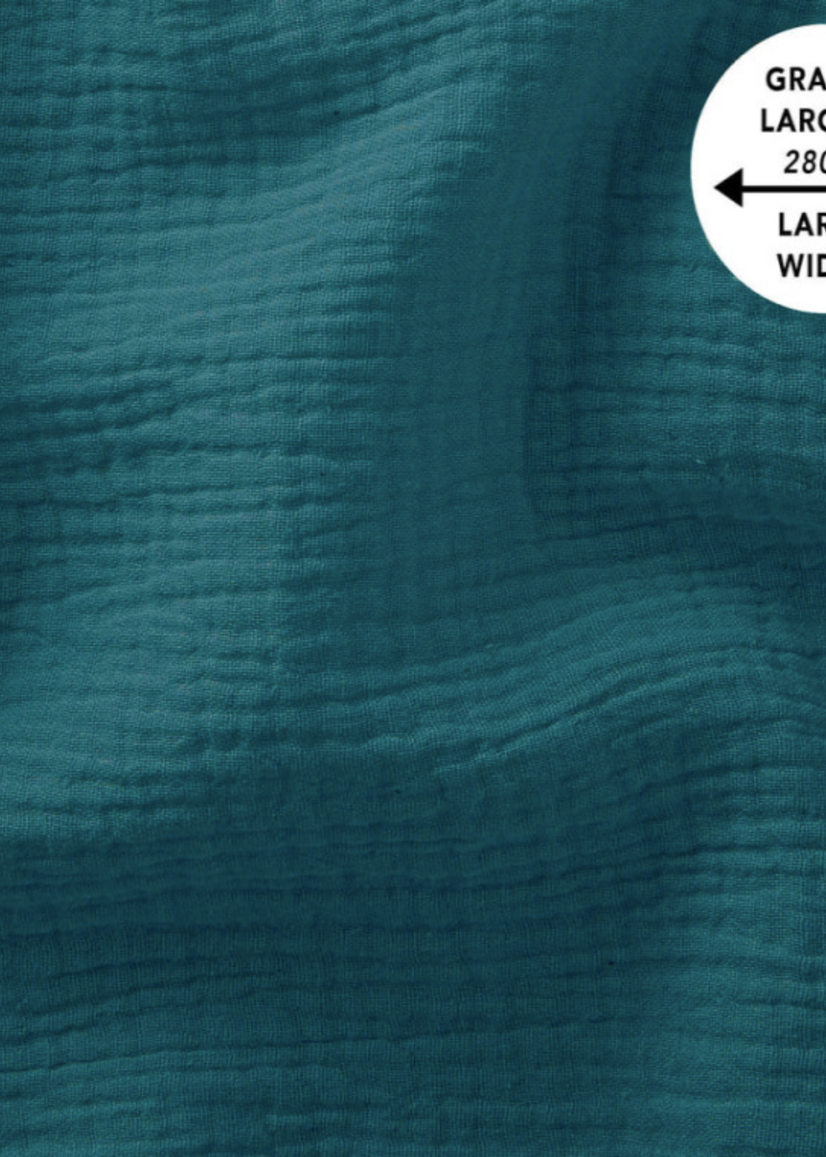 ° Stof Tetra Double Gauze - Appelblauwzeegroen (extra breed!)