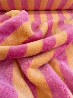 ° Stof Bamboo Badstof - Stripes - Pink & Orange