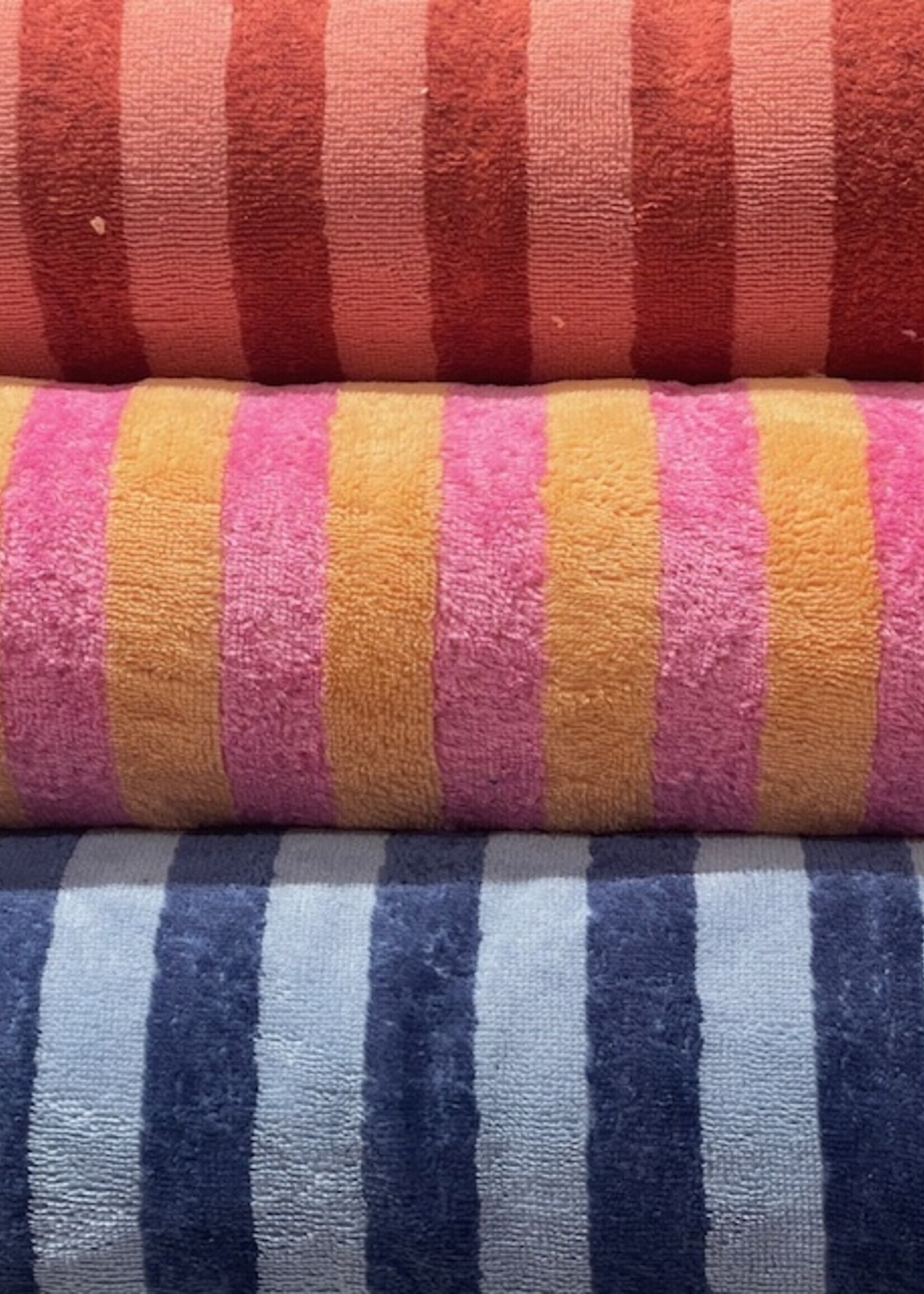 ° Stof Bamboo Badstof - Stripes - Pink & Orange