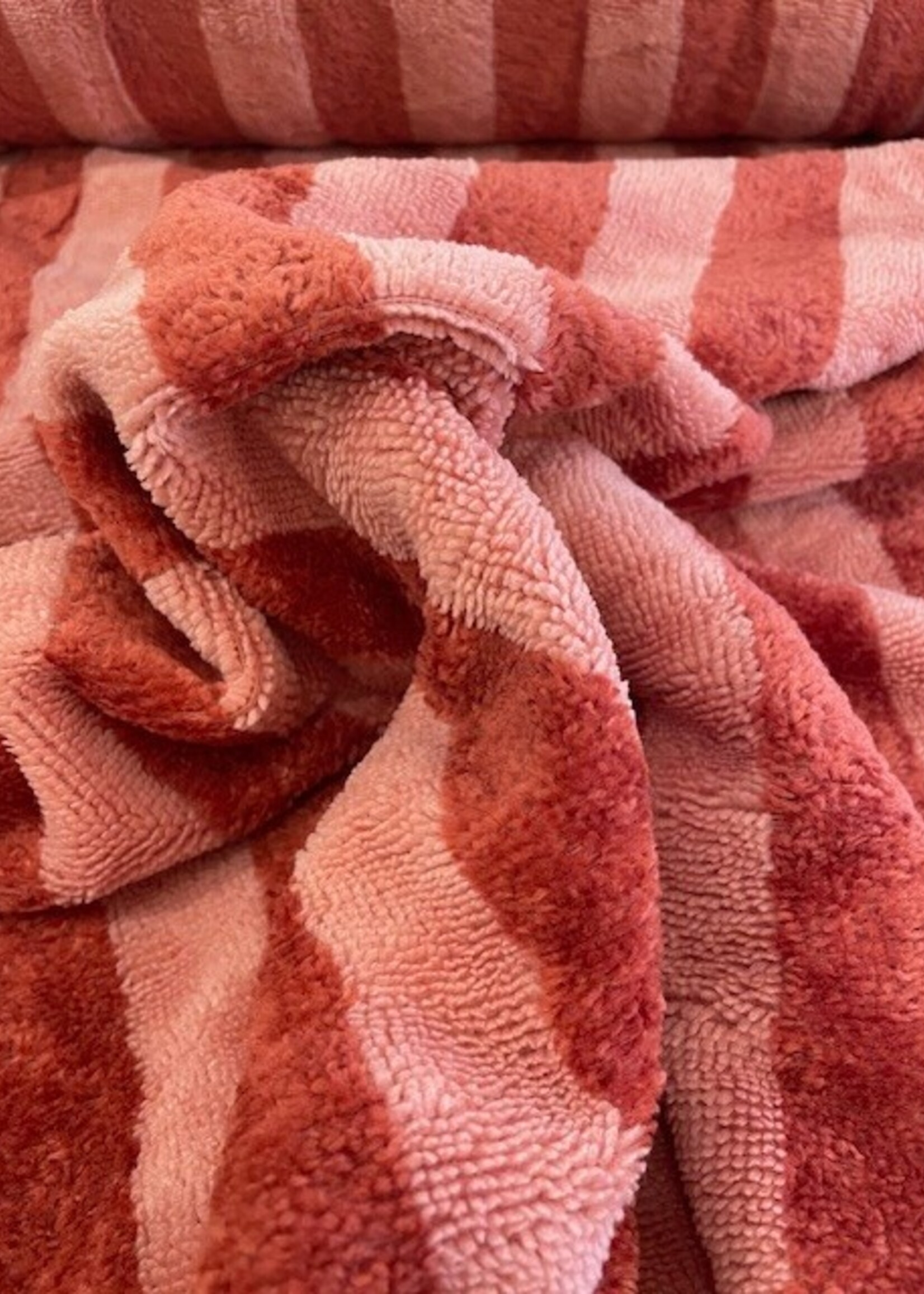 ° Stof Bamboo Badstof - Stripes - Marsala