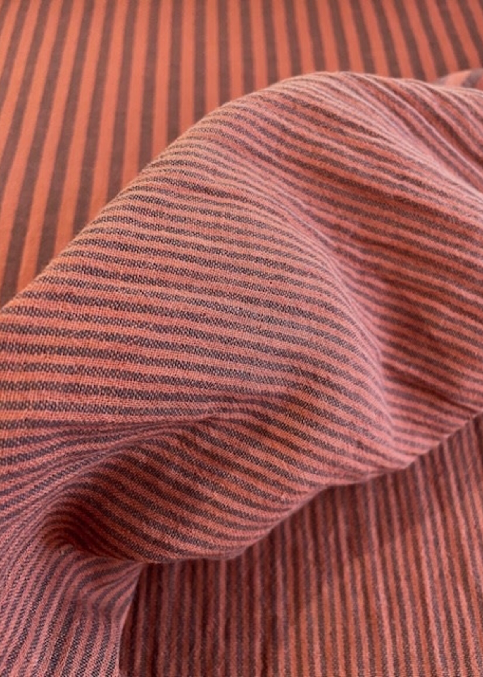 ° Stof Tetra Double Gauze - Stripes Double Sides - Brown