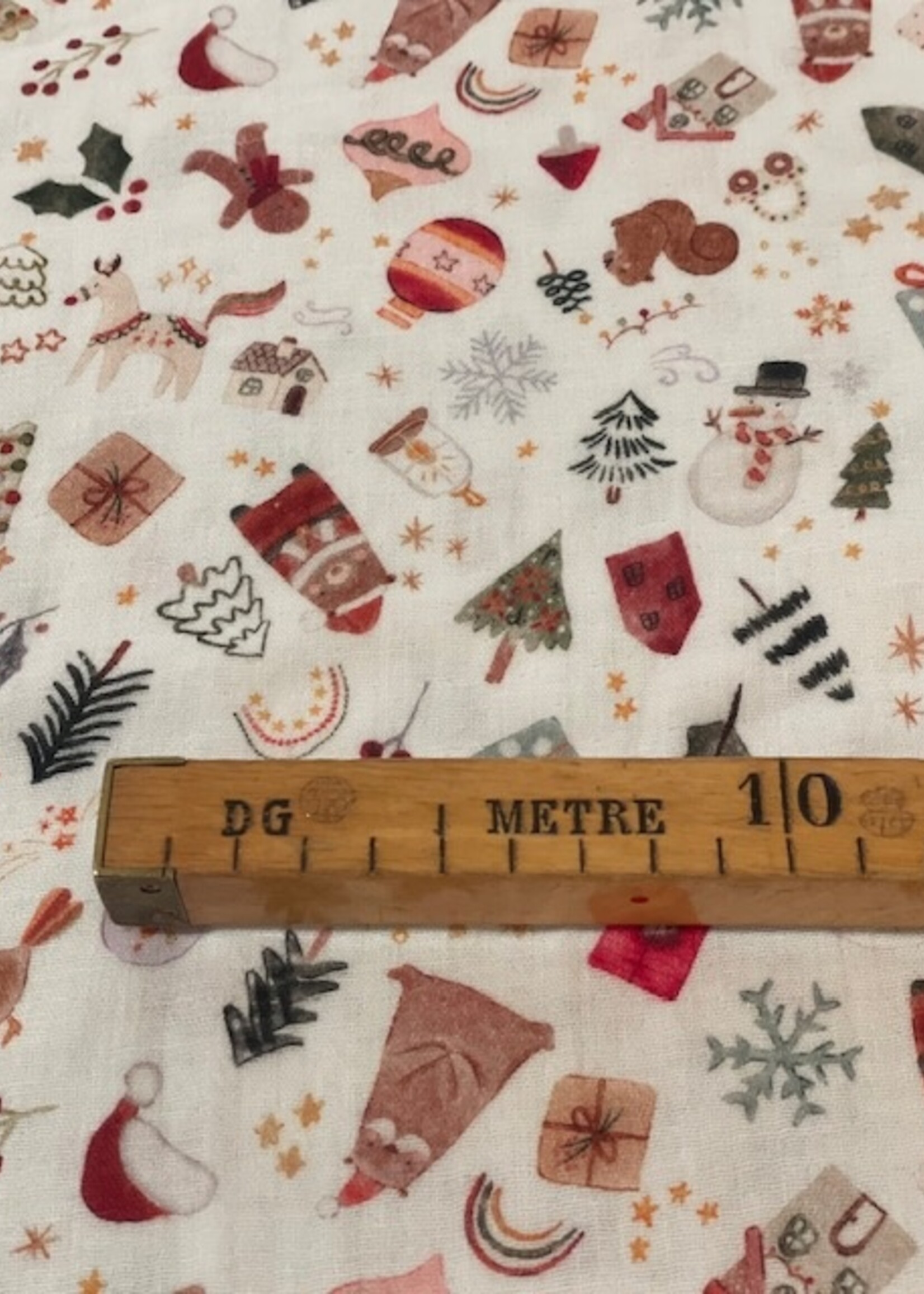 ° Stof Double Gauze - Christmas All Over
