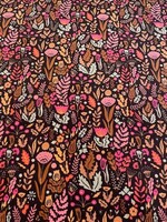 ° Stof Ribvelours (milleraies) - Bloemen - Pink