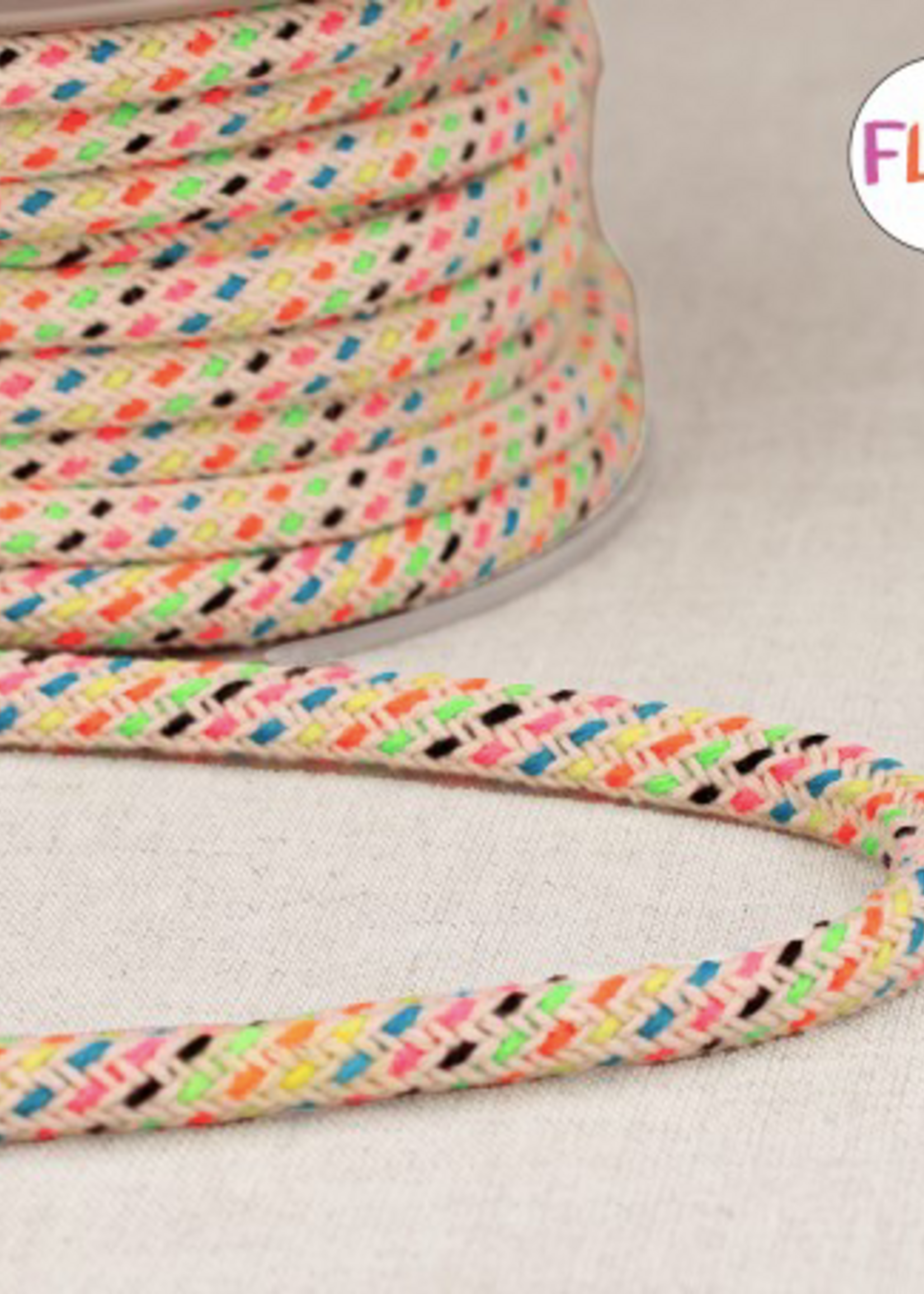 ° Koord - 5mm - Beige met Fluo