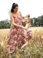 ° Soepelvallende Stof - Linnen Blend - Flowers Bronze