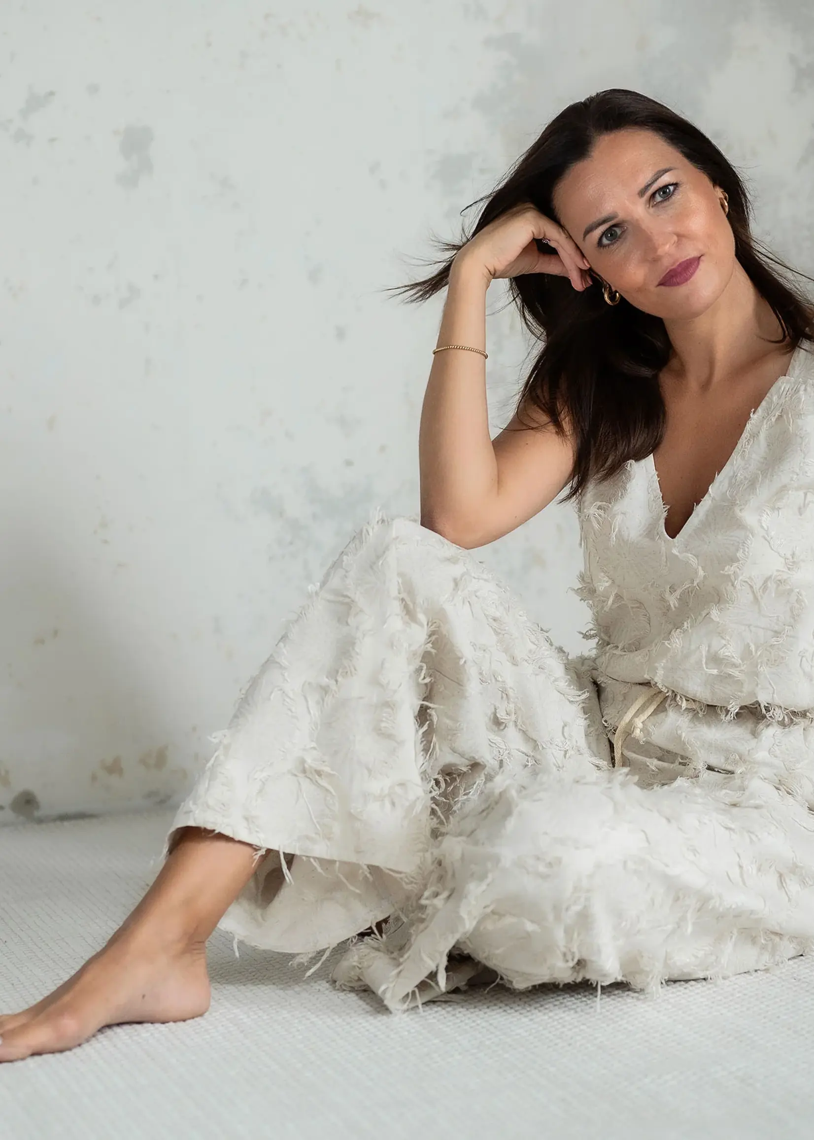 ° Stof Blend met Linnen/Katoen/Viscose - Ecru