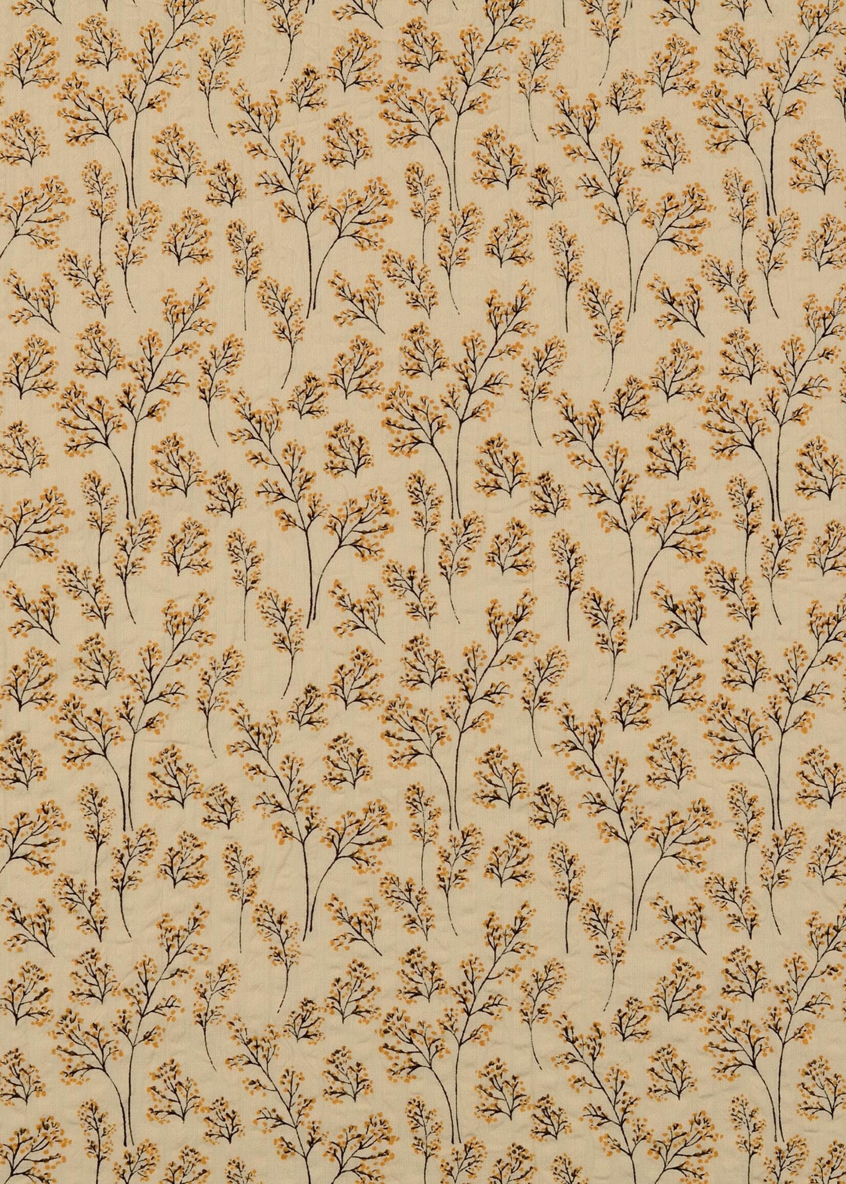 ° Stof Seersucker - Flowers - Oker