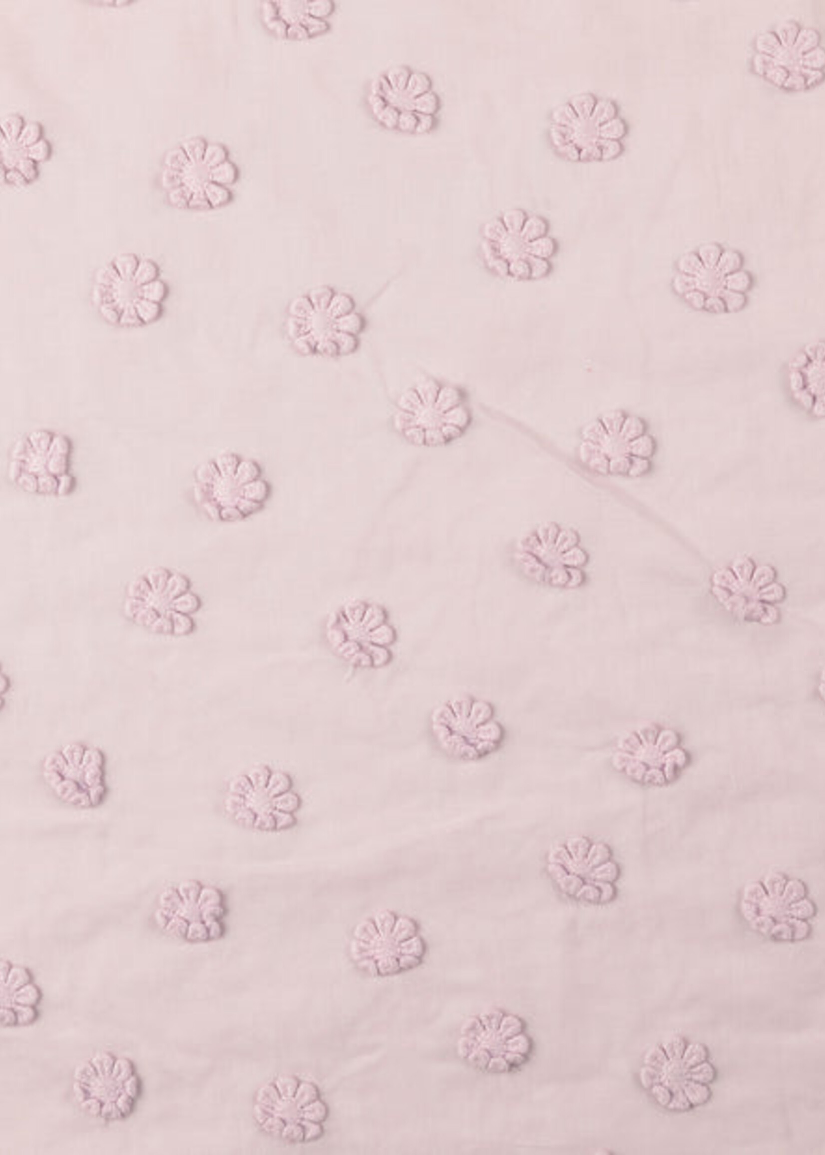 ° Stof Katoen met 3D bloemen - Roze