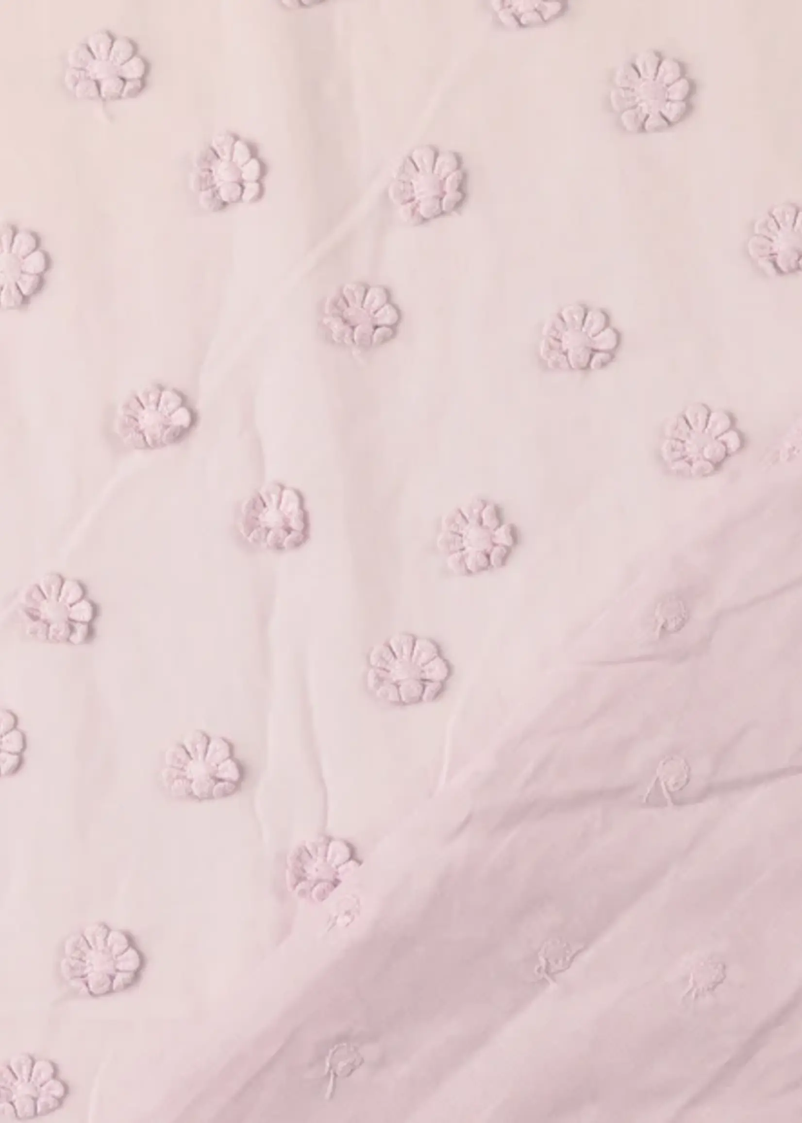 ° Stof Katoen met 3D bloemen - Roze