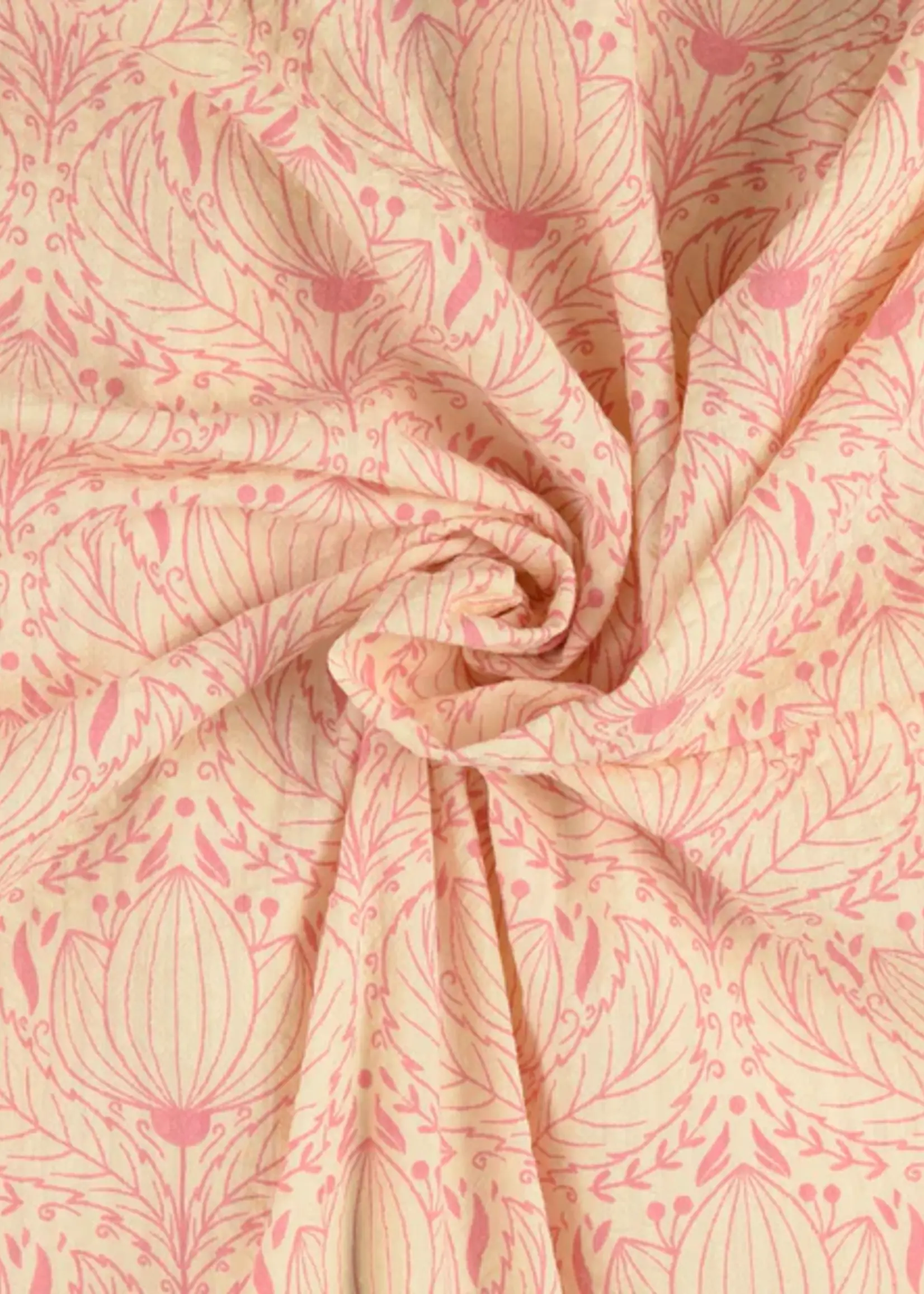 ° Stof Seersucker - Vintage Ornamenten - Pink