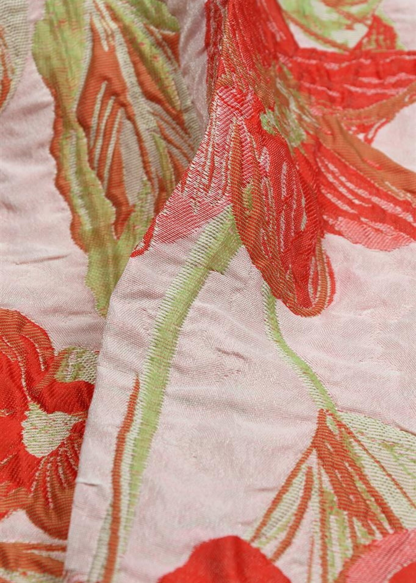 ° Stof Jacquard - Red Flowers