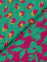 ° Stof Double Gauze Gewatteerd Quilted - Double Face - Leopard Turquoise