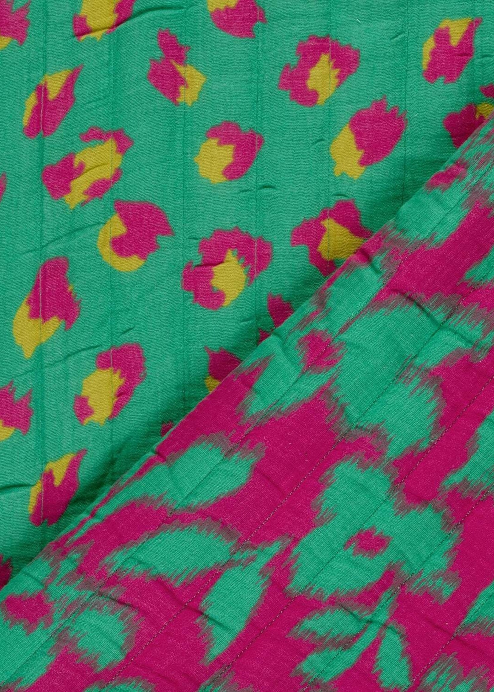 ° Stof Double Gauze Gewatteerd Quilted - Double Face - Leopard Turquoise