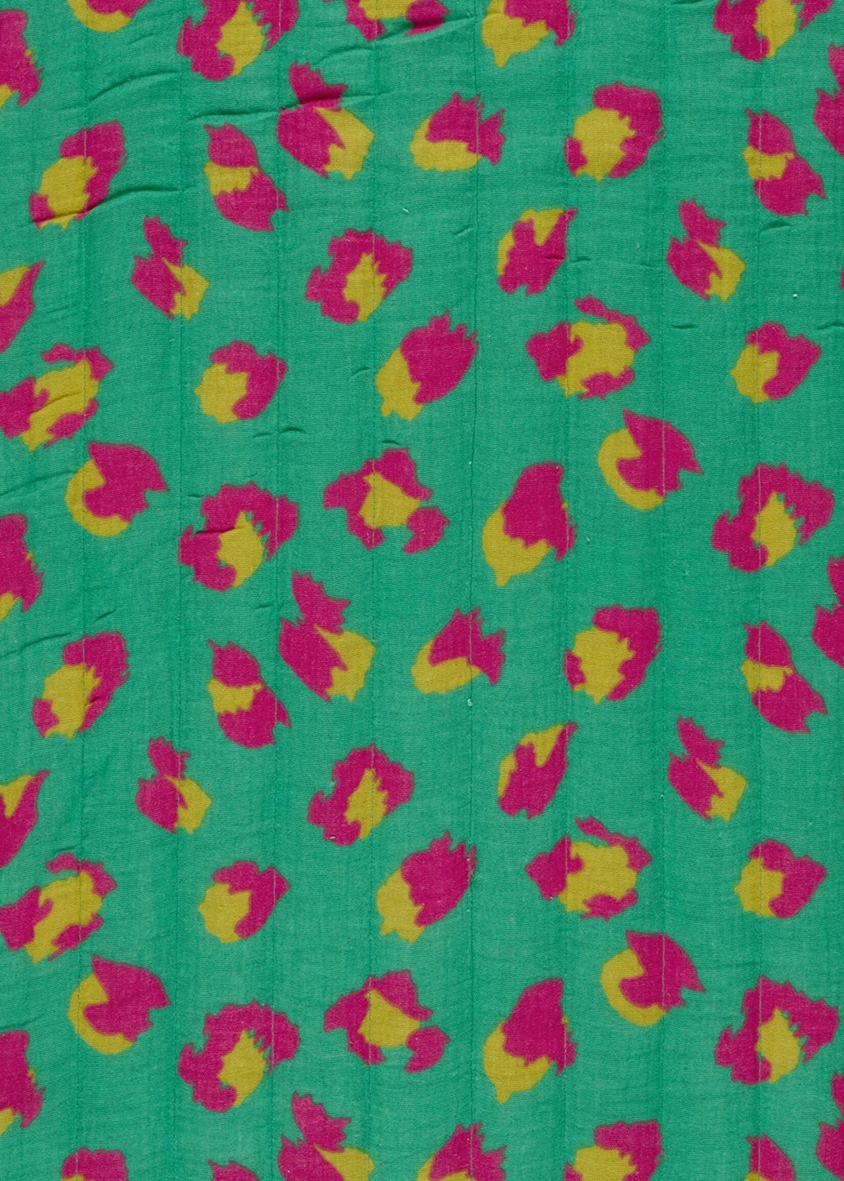 ° Stof Double Gauze Gewatteerd Quilted - Double Face - Leopard Turquoise