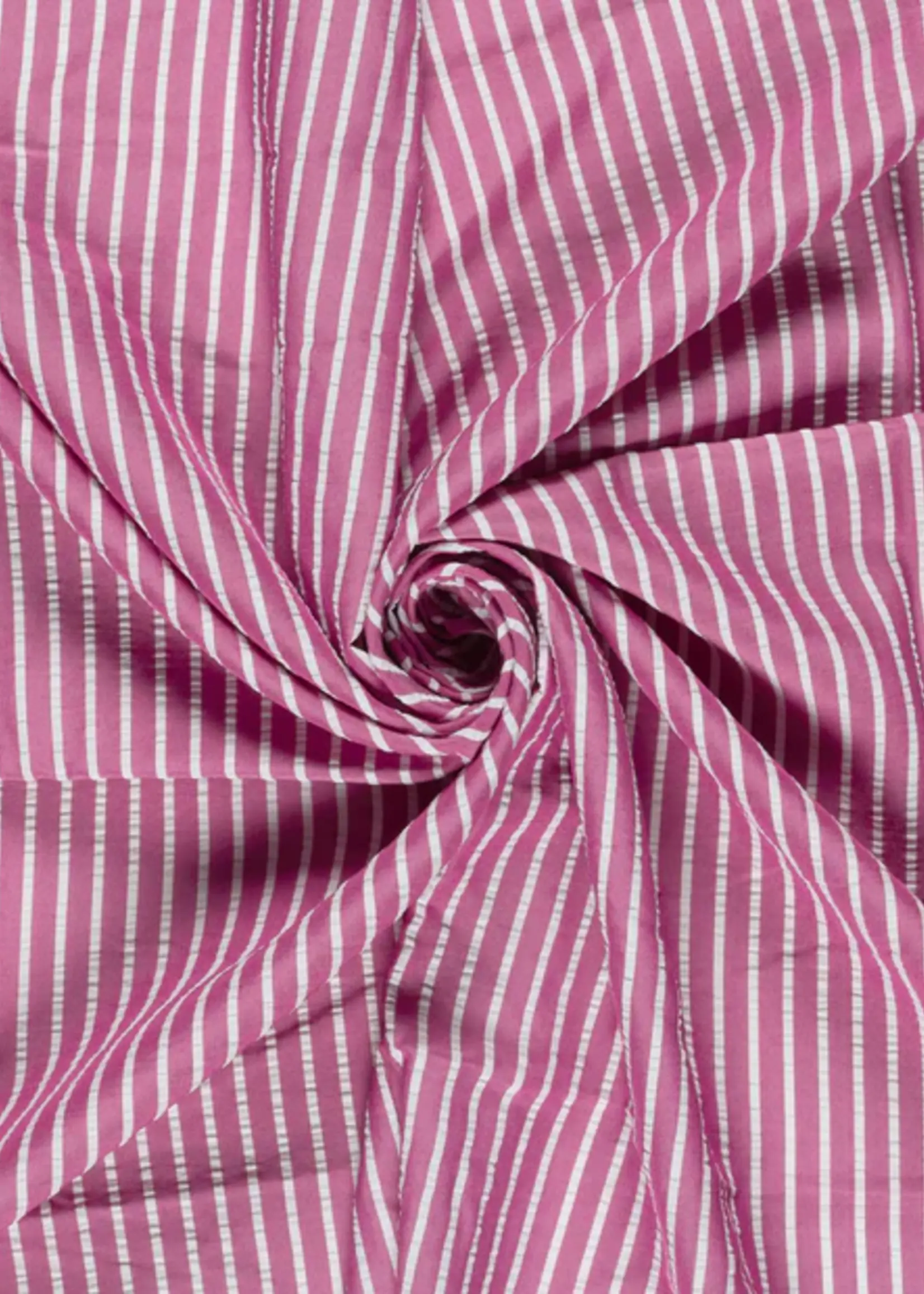 ° Stof Seersucker - Stripes - Pink