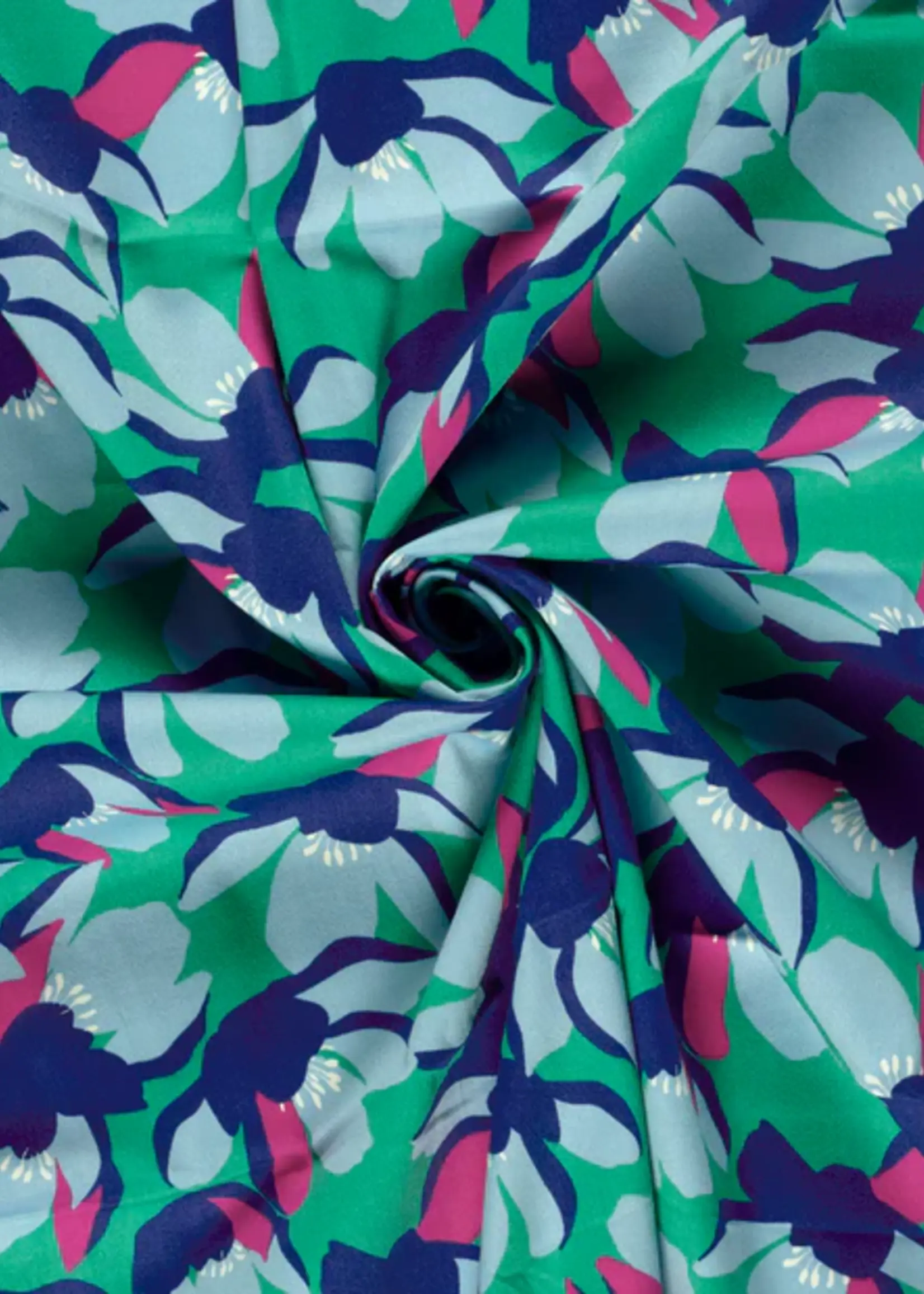 ° Stof Stretchkatoen - Flowers