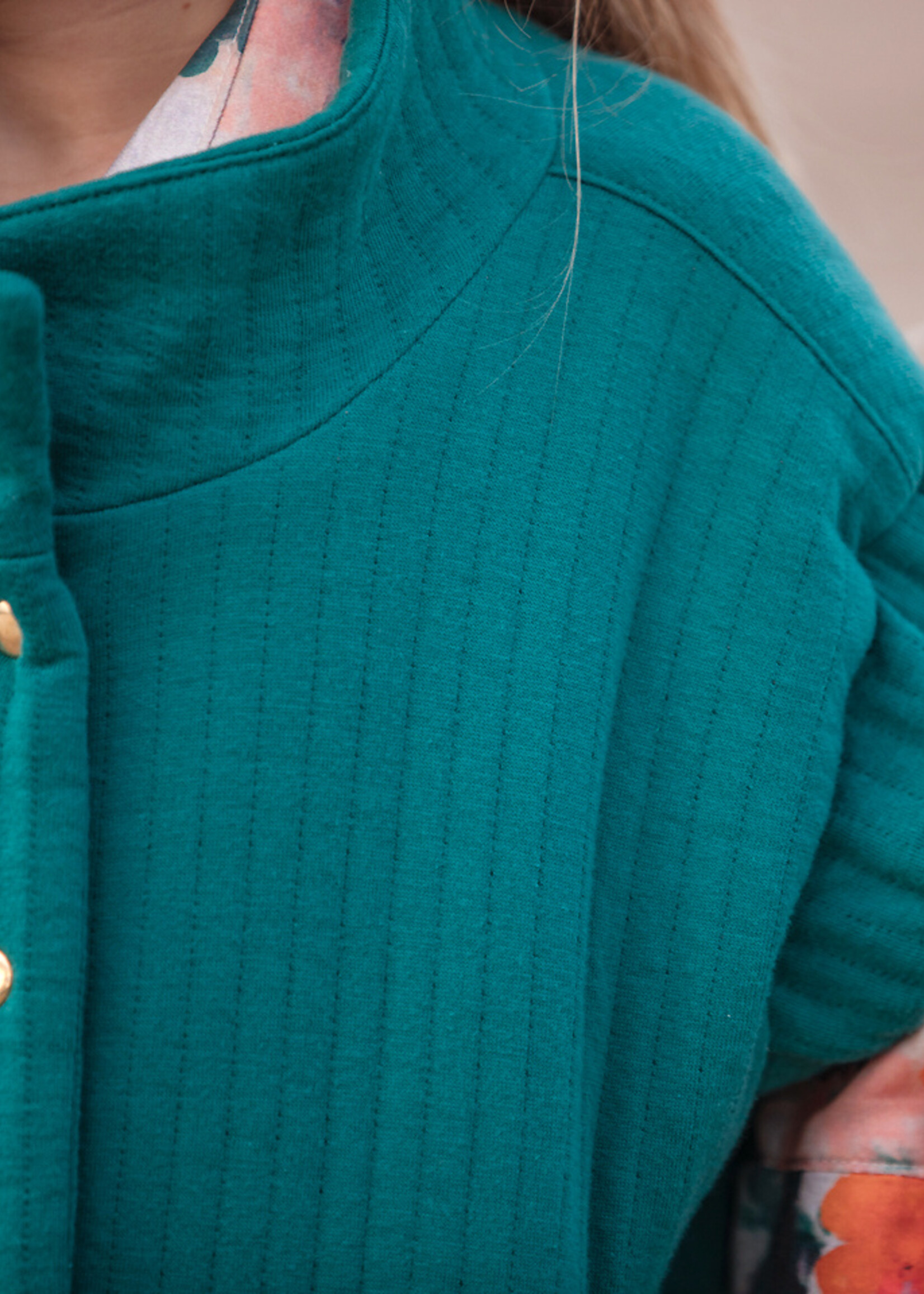 See You at Six ° Stof Matelassé Tricot - See You at Six - Blauwgroen (extra breed!)