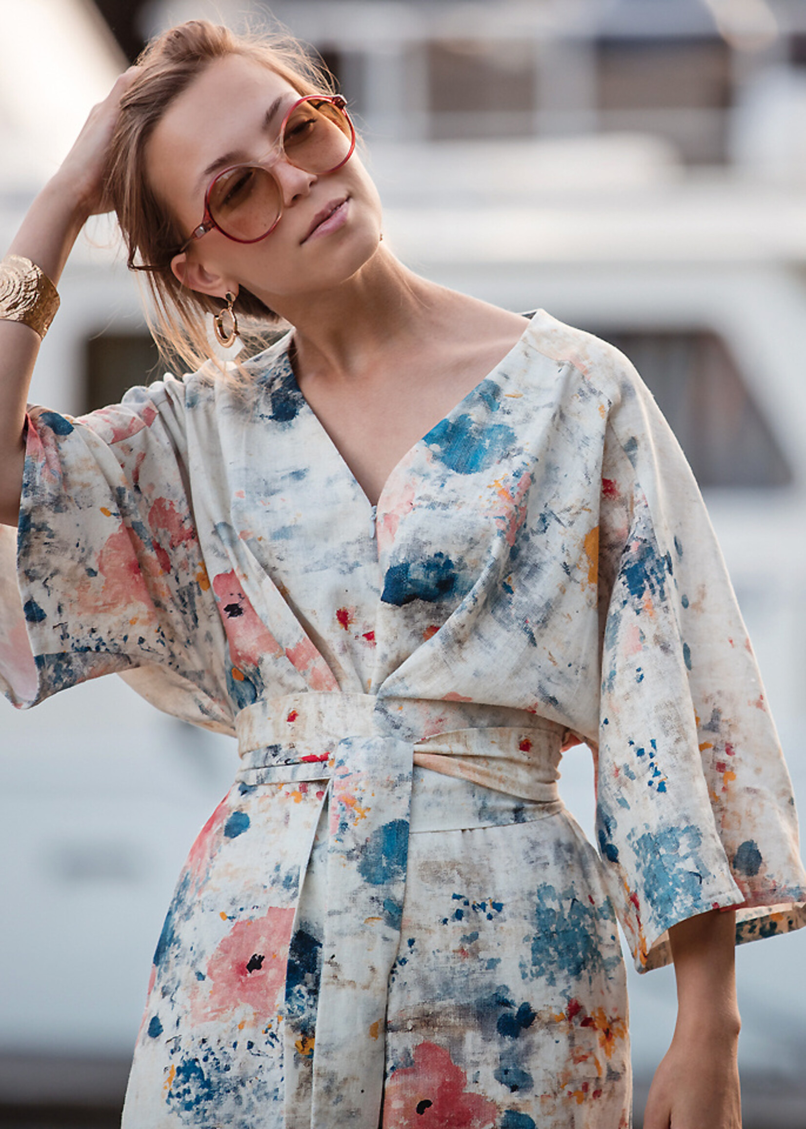 See You at Six ° Stof Linnen Viscose Blend - See You at Six - Roses on Canvas