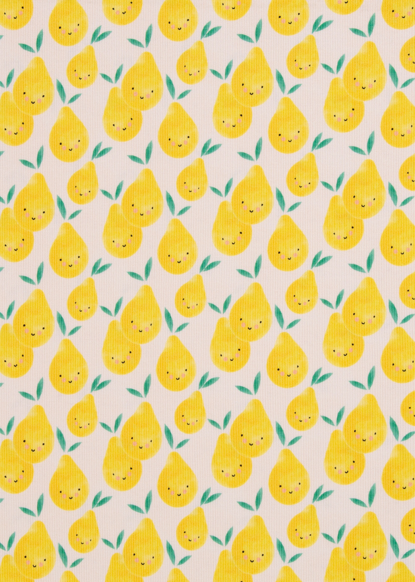 ° Stof Structuurtricot - Funny Fruit - Lemon