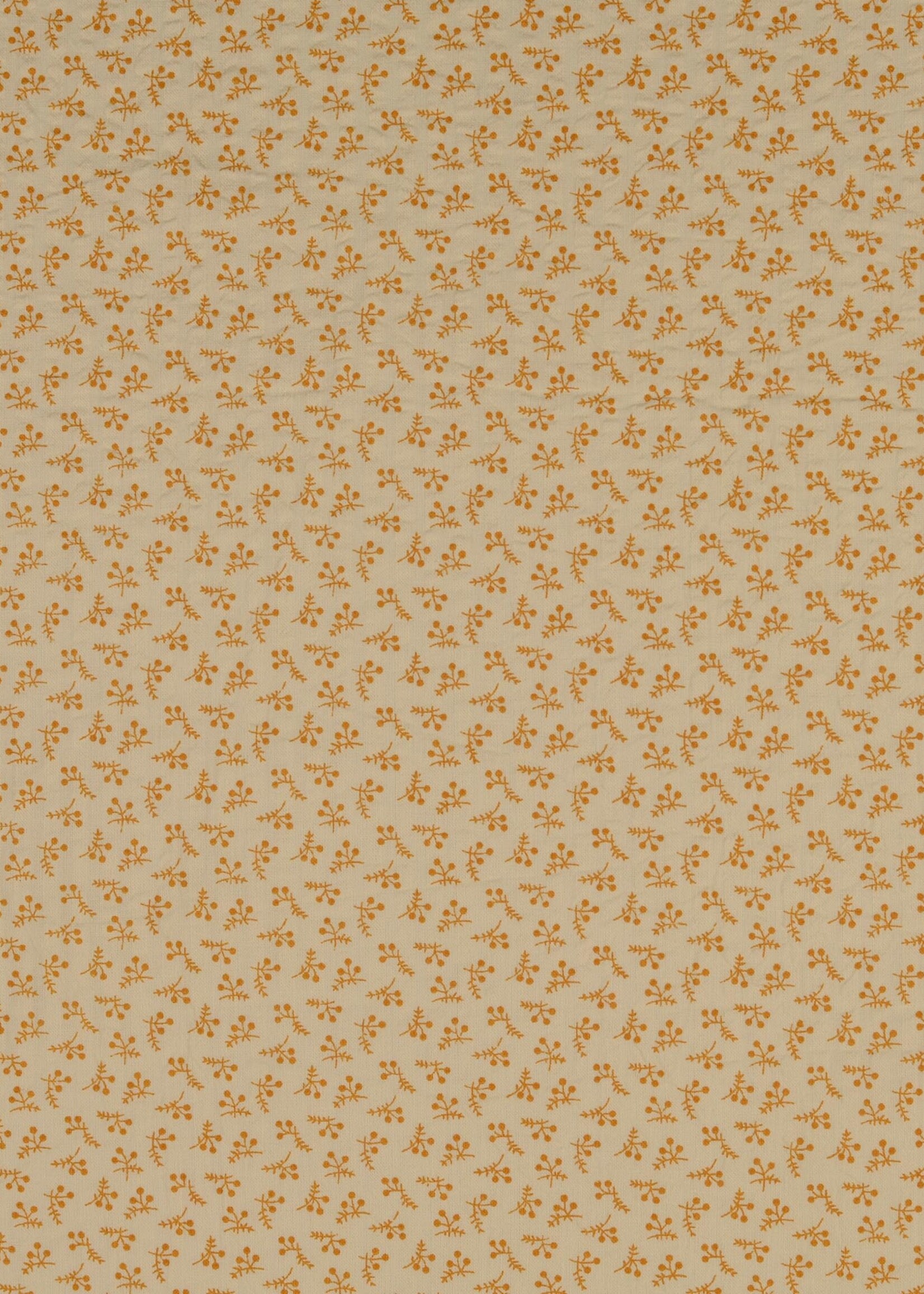 ° Stof Seersucker - Bloemen - Oker