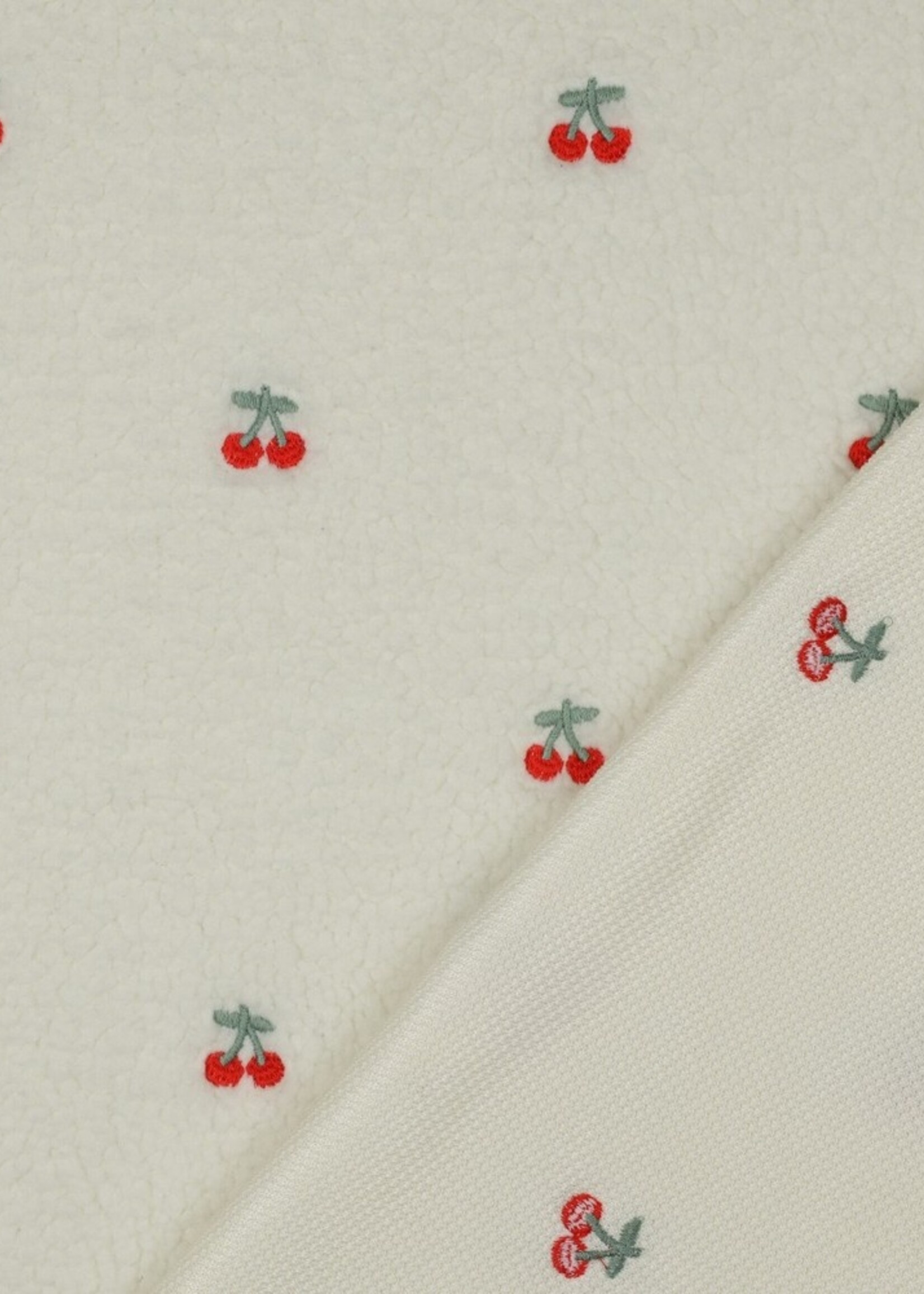 ° Stof Teddy - Embroidery - Kersjes