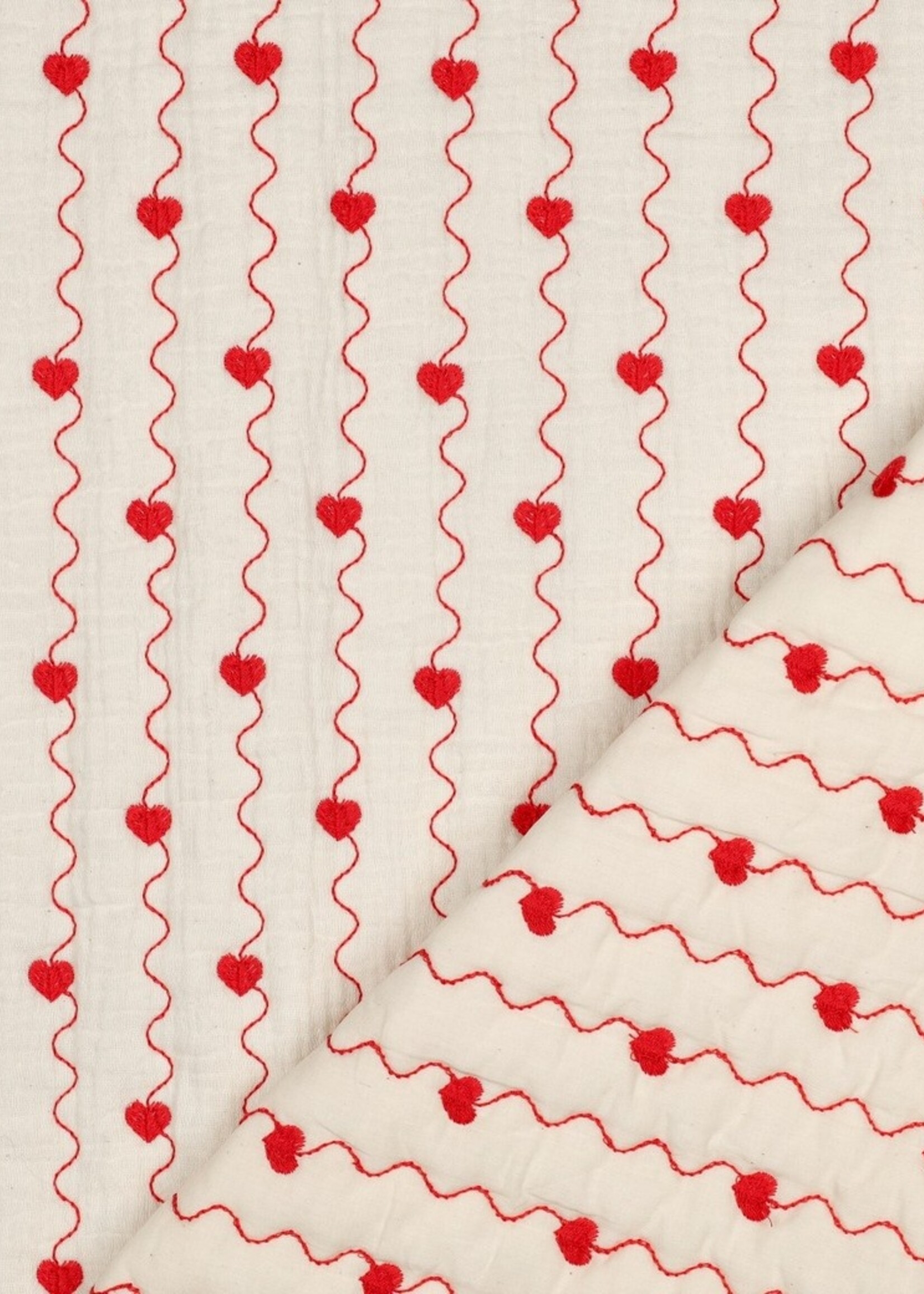 ° Stof Double Gauze Gewatteerd Quilted - Double Face - Hearts