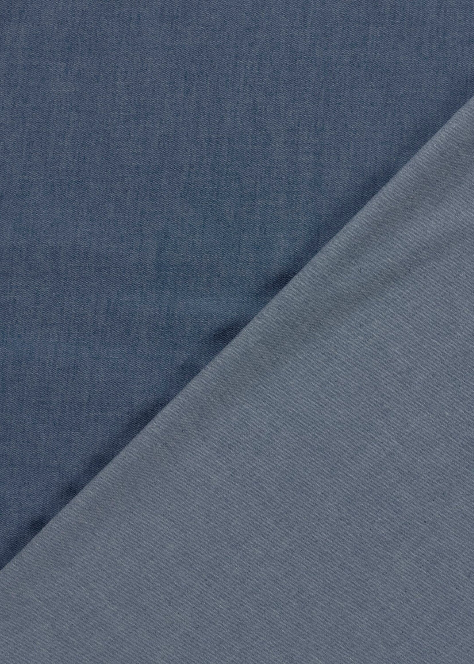 ° Stof Chambray - Denim Staalblauw