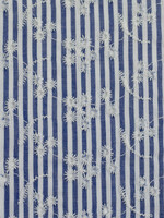 ° Stof Katoen - Embroidery - Stripes & Flowers - Blue