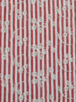 ° Stof Katoen - Embroidery - Stripes & Flowers - Red
