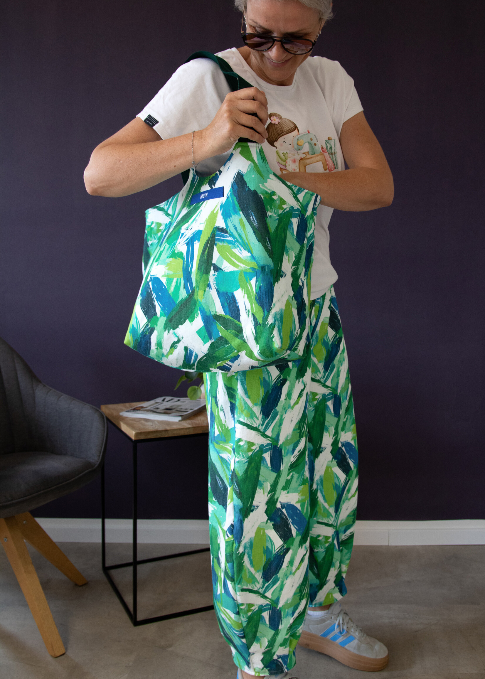 ° Stof Linnenlook - Leaves - Green