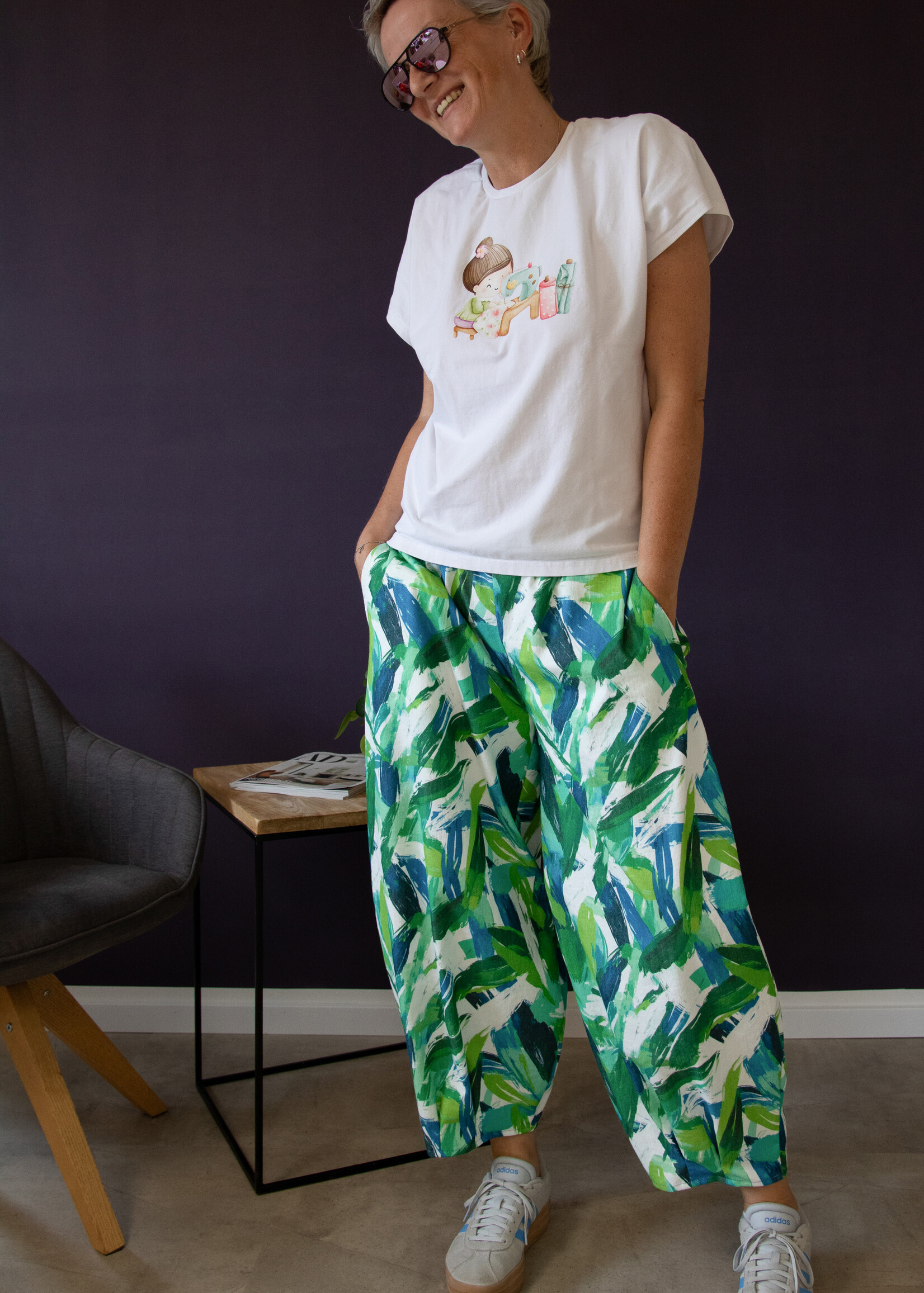 ° Stof Linnenlook - Leaves - Green