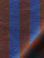 ° Stof Bamboo Badstof - Stripes - Blue/Brown