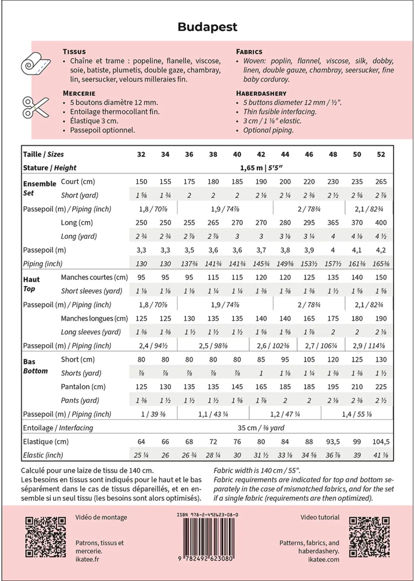 Ikatee ° Naaipatroon - Ikatee - Budapest Pyjama (volwassenen)