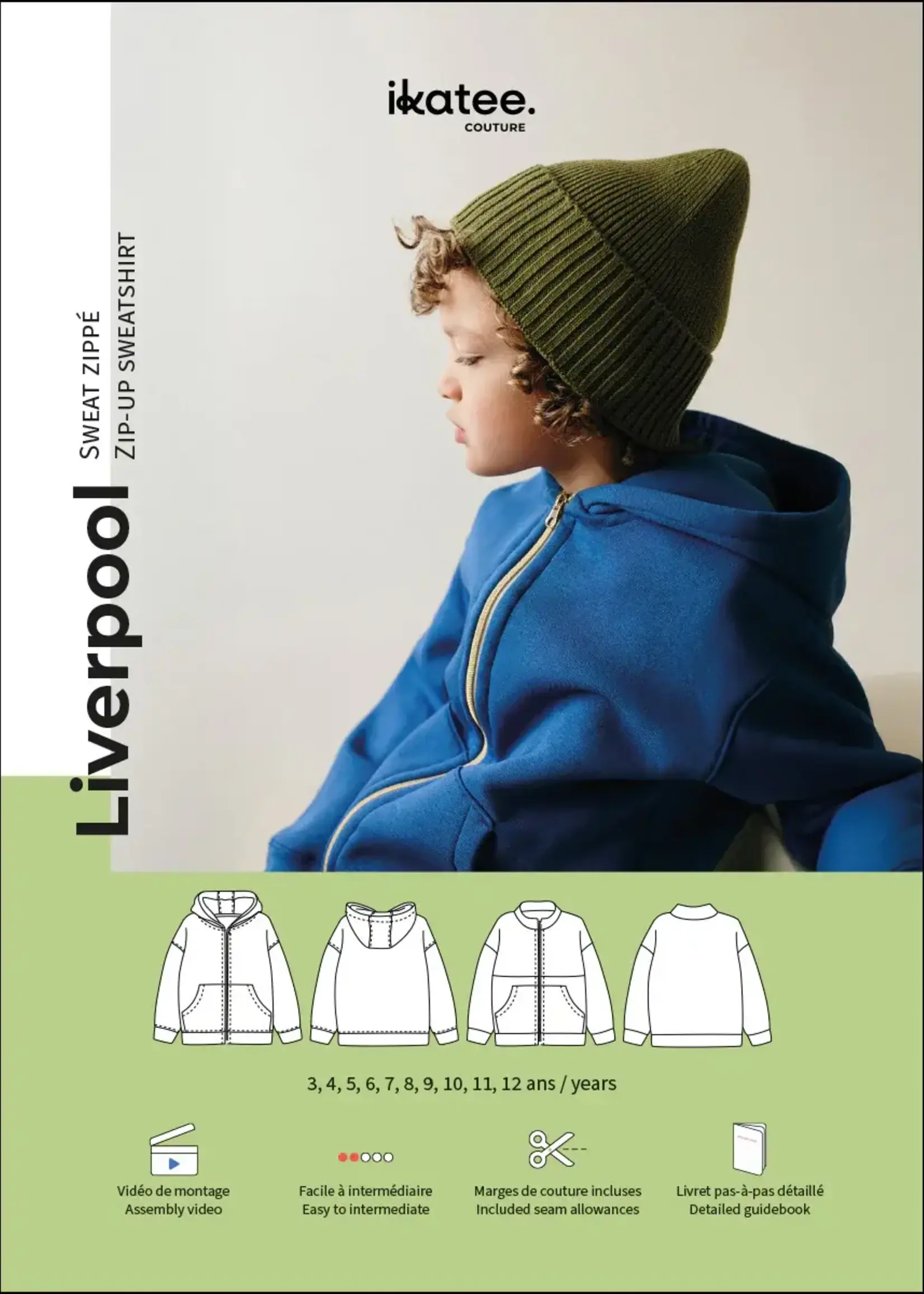 Ikatee ° Naaipatroon - Ikatee - Liverpool Sweater met Rits