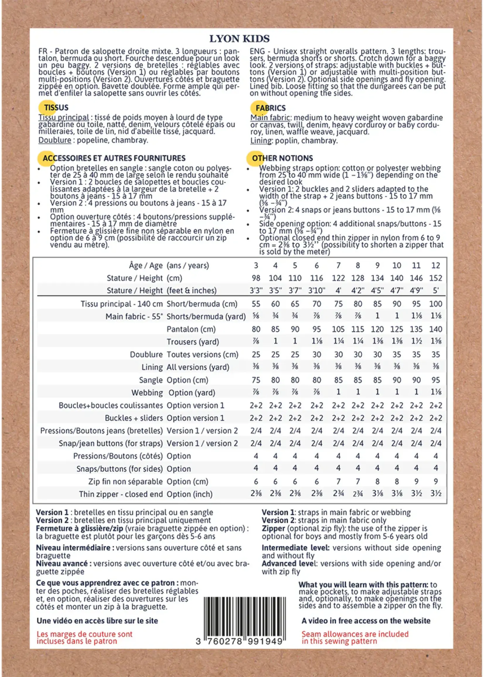 Ikatee ° Naaipatroon - Ikatee - Lyon Salopette (kids)