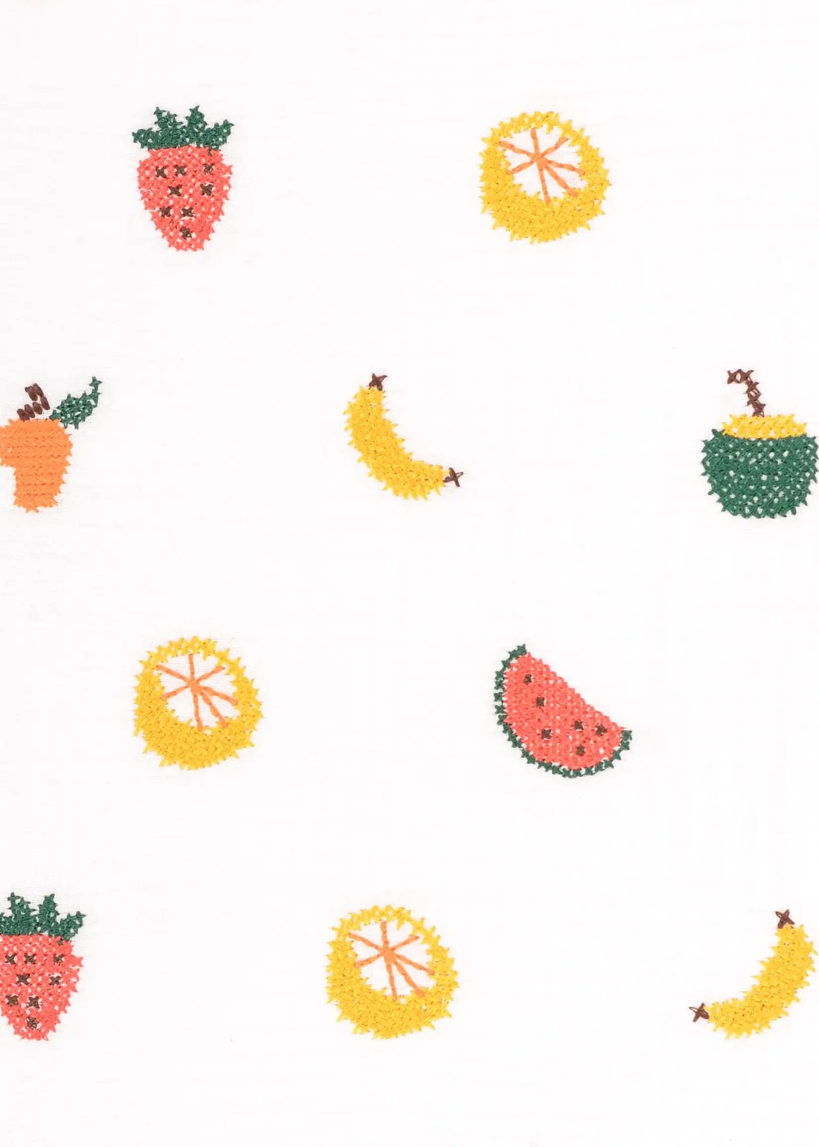 ° Stof Tetra Double Gauze - Embroidery - Fruits