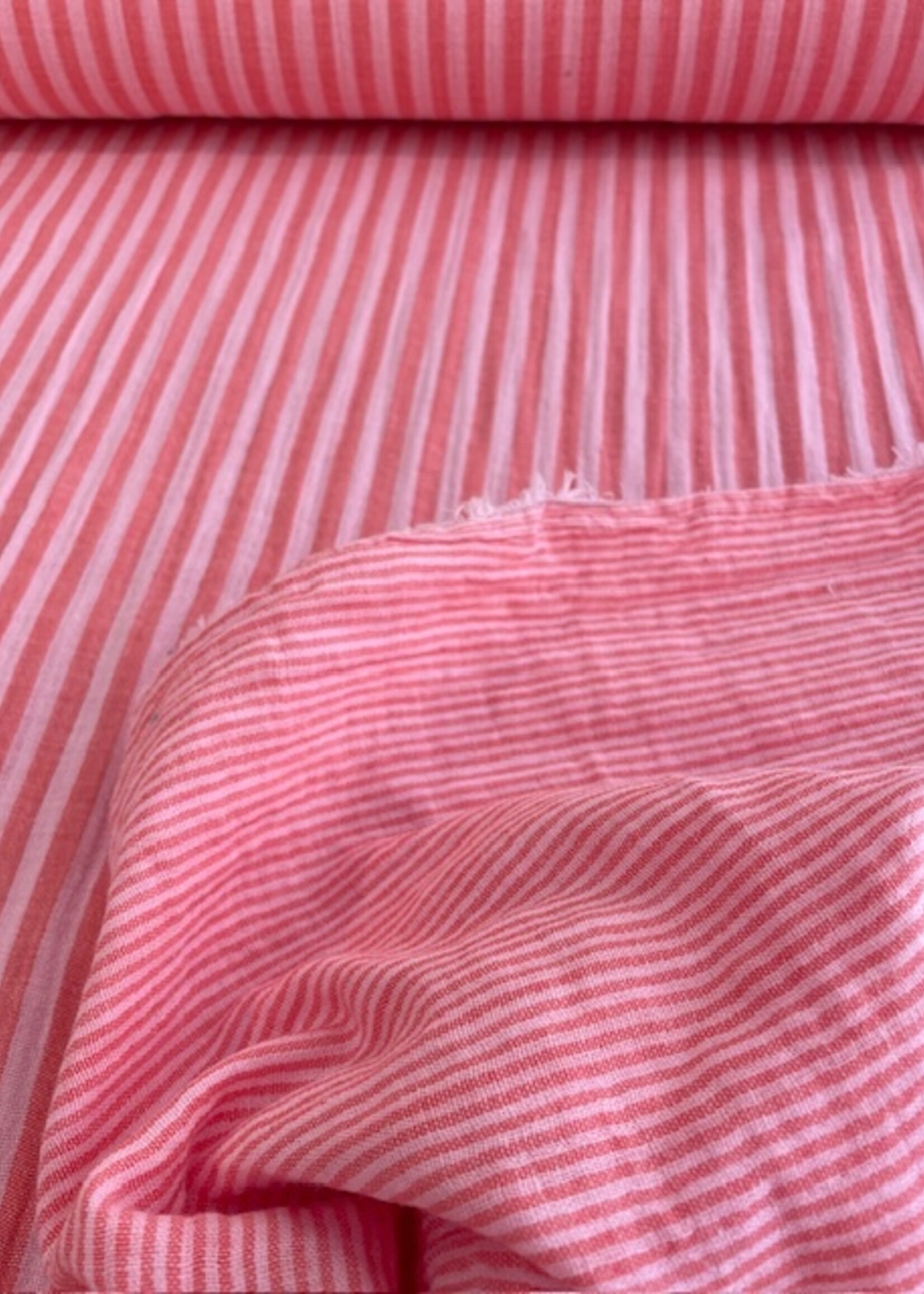 ° Stof Double Gauze - Stripes - Pinky