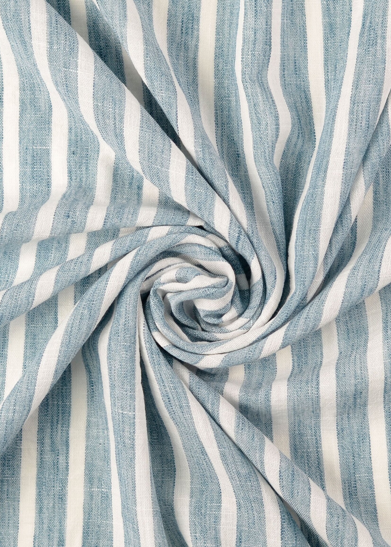 ° Soepelvallende Stof Linnenlook - Stripes - Petrol