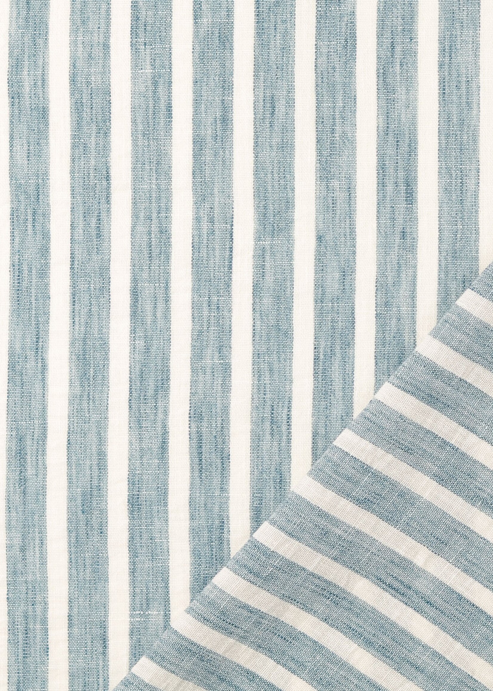 ° Soepelvallende Stof Linnenlook - Stripes - Petrol