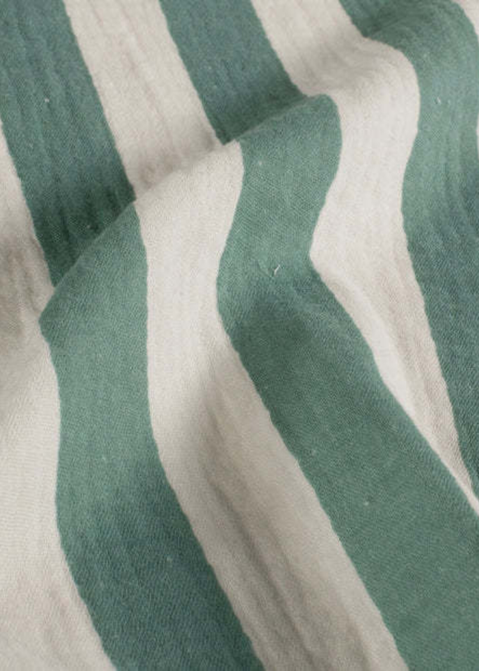 ° Stof Tetra Double Gauze - Strepen - Groen