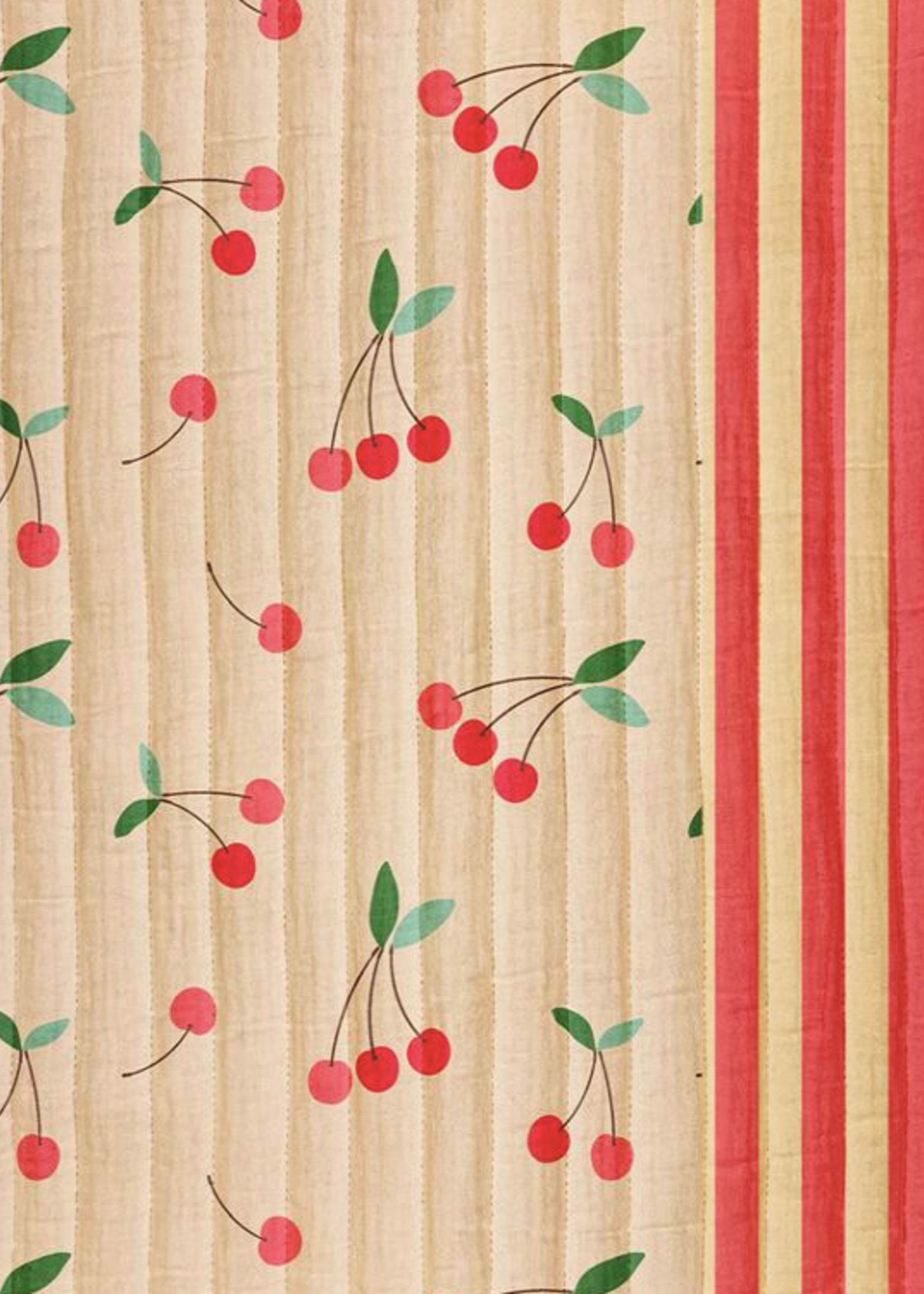 ° Stof Double Gauze Gewatteerd Quilted - Double Face - Cherry Clafoutis