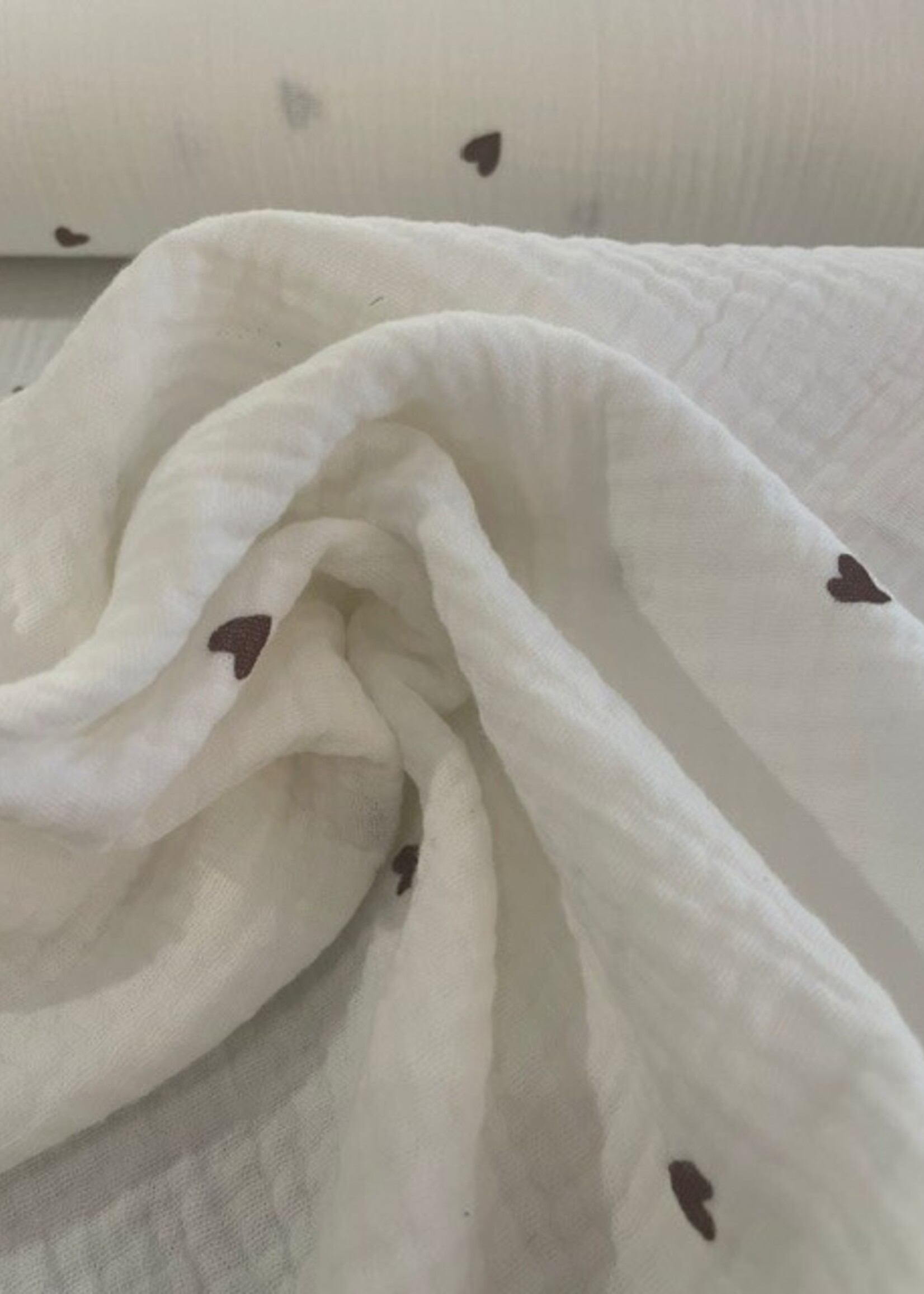 ° Stof Tetra Double Gauze - Hartjes