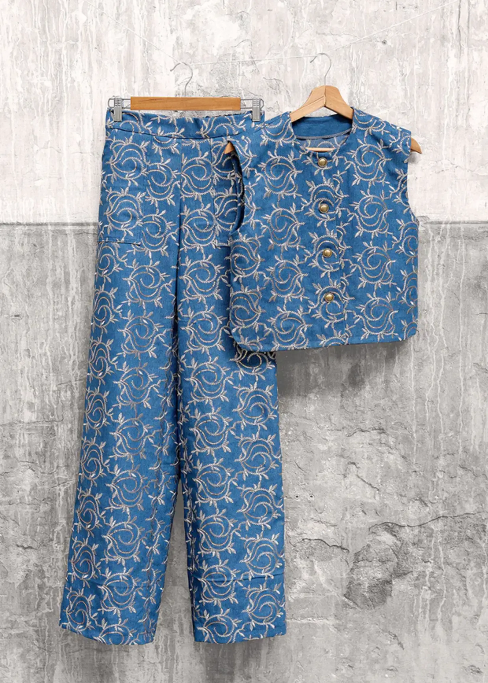 Stof Jeans - Embroidery Gold