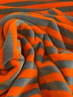 ° Stof Nicky Velours - Stripes - Orange & Blue