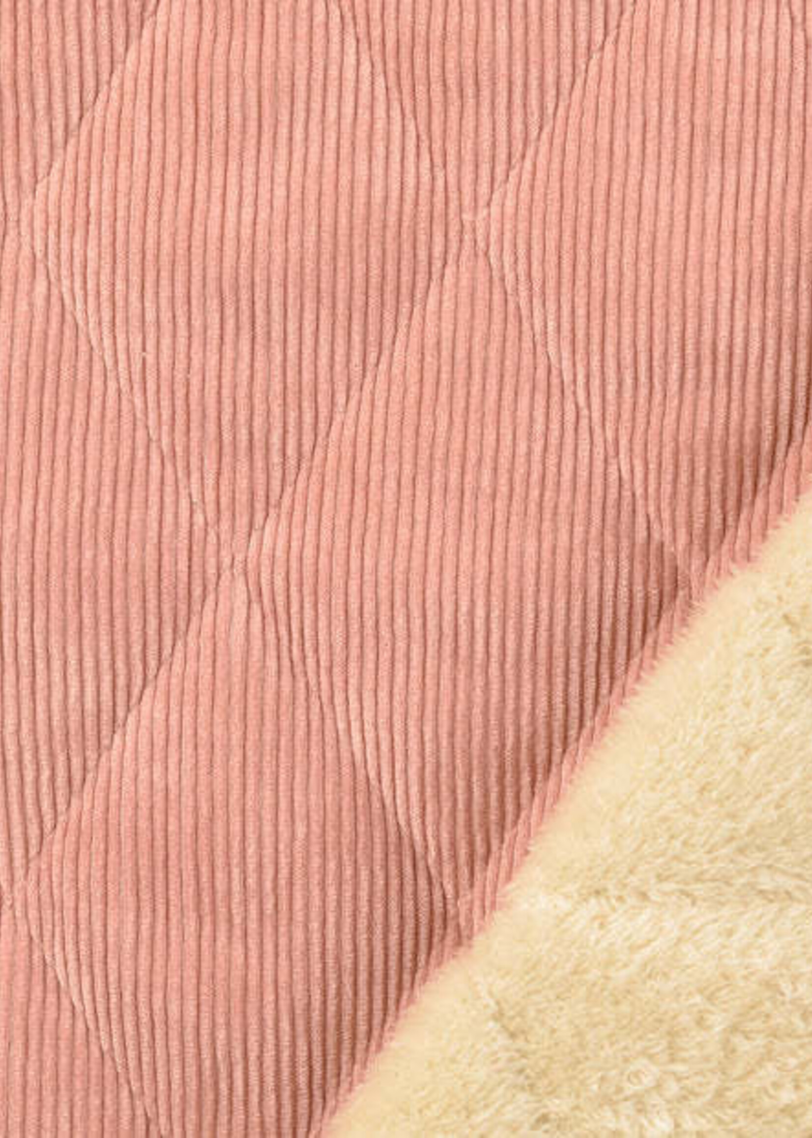 ° Stof Corduroy / Fur - Double Face - Oud Roze